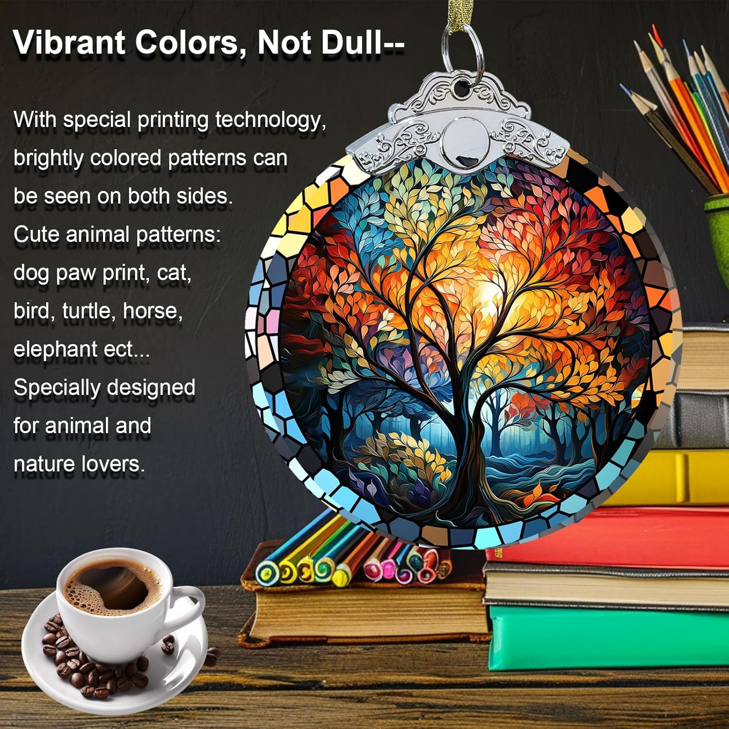 Aestas Tree of Life Crystal Glass Hanging Ornament - Christmas Decor Gift