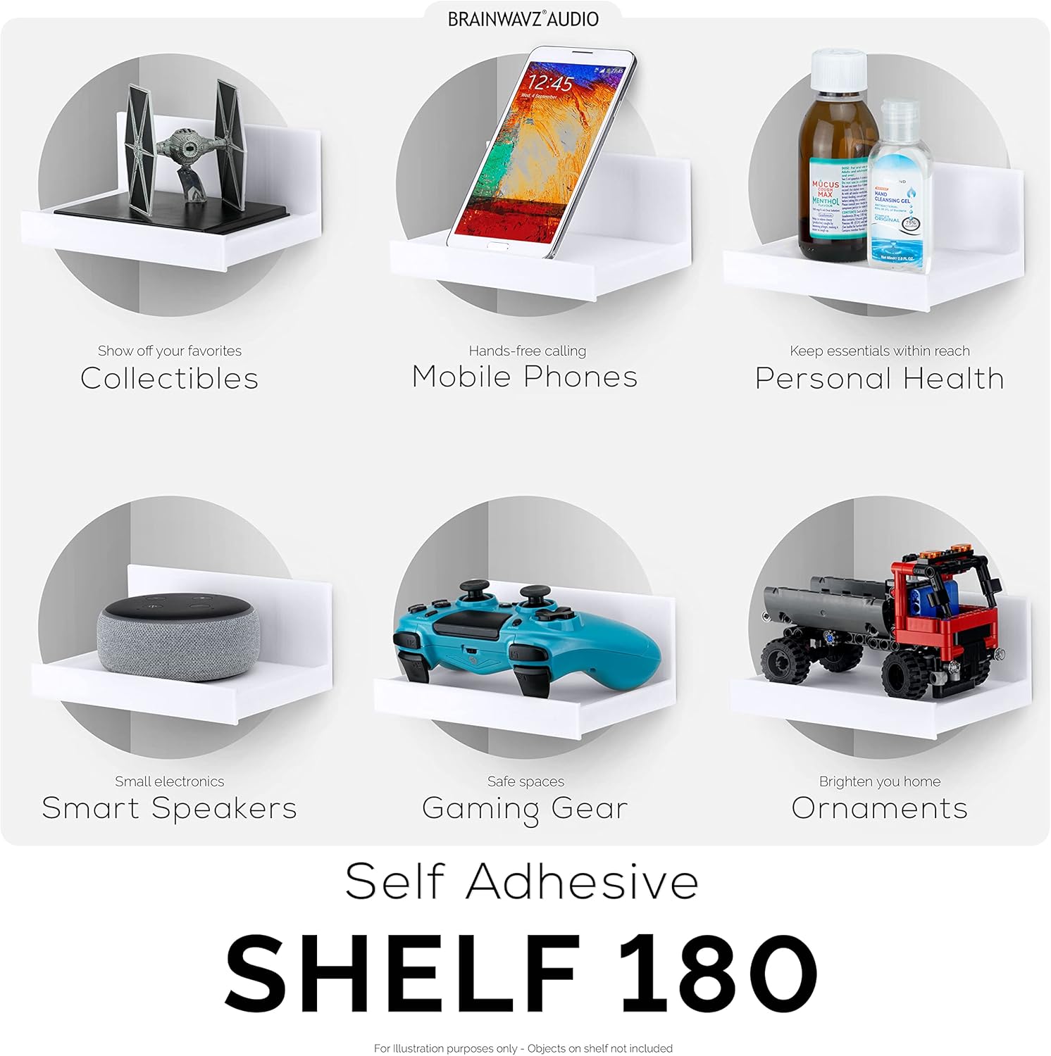 Brainwavz 54 Inch Adhesive Floating Shelf for Speakers Books Plants Cameras Toys Decor