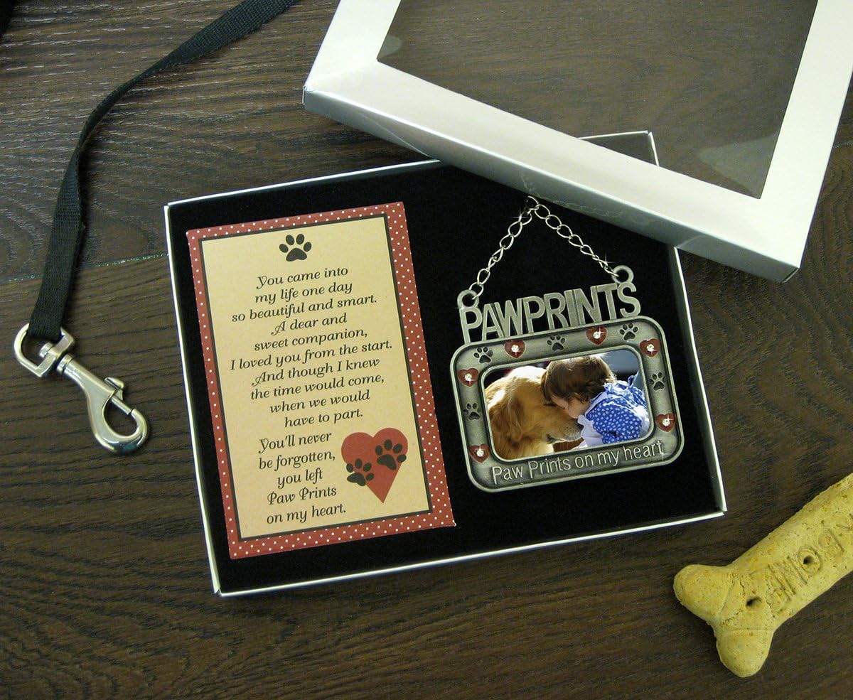 Pet Memorial Ornament with Paw Prints and Photo Frame