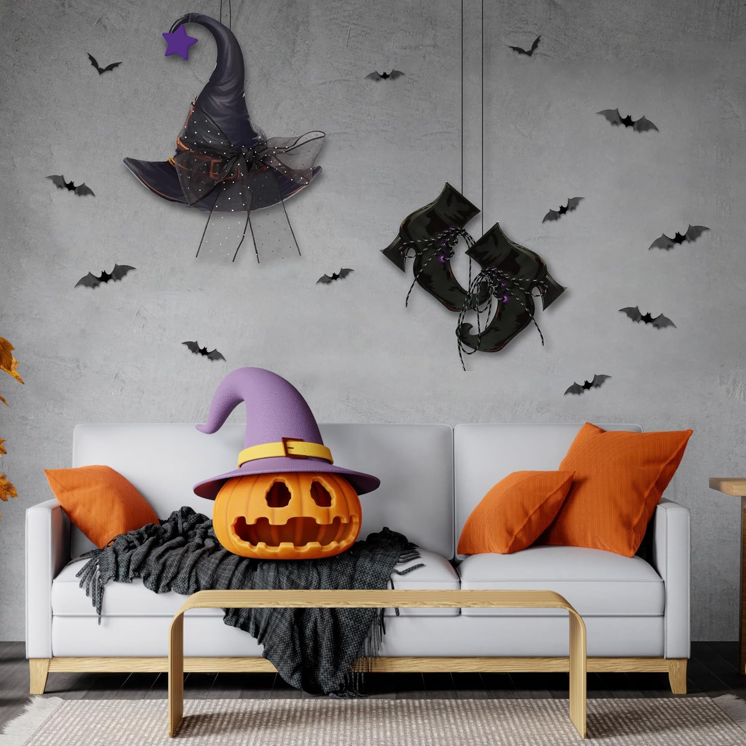 Halloween Witch Door Hanging Decorations with Bats