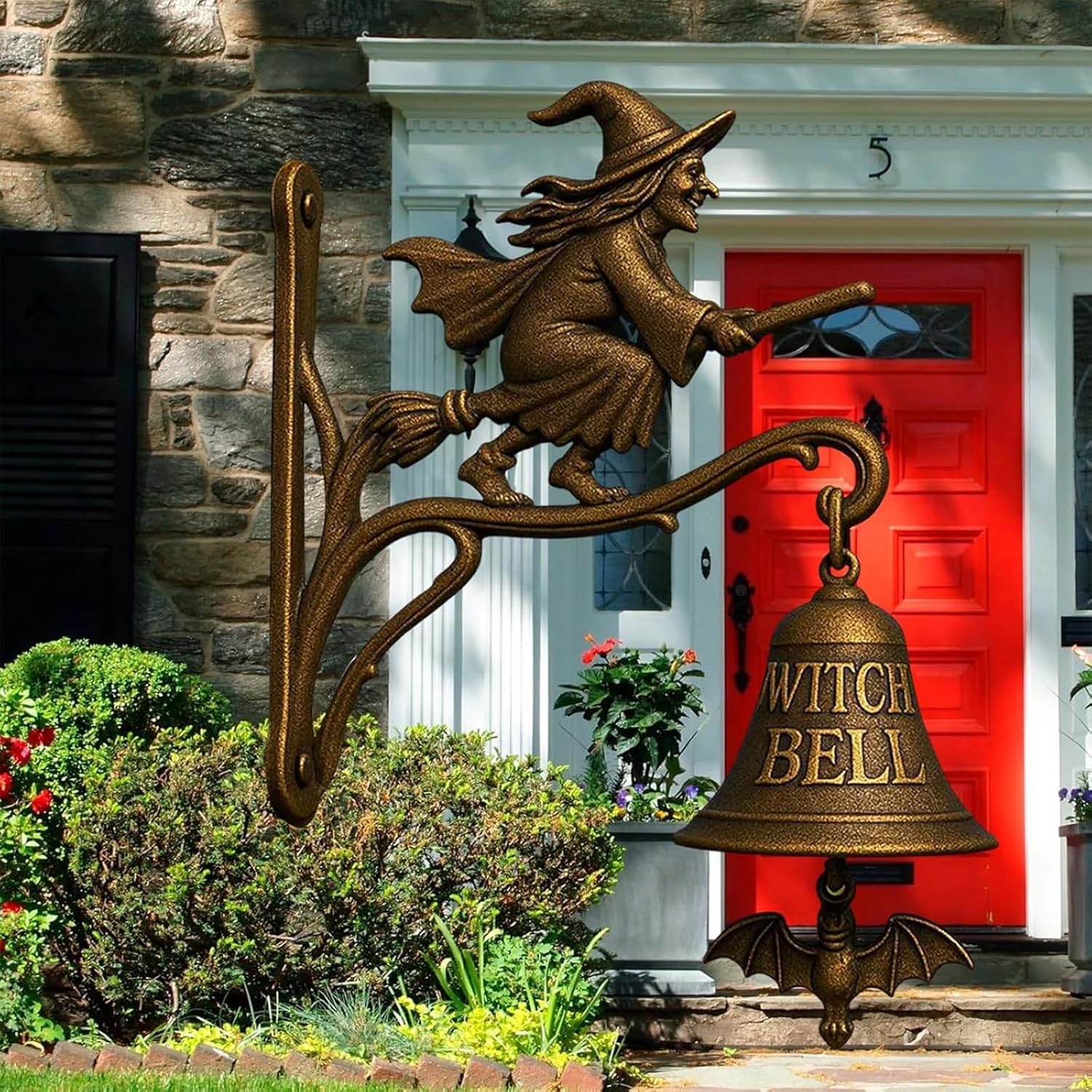 2pc Vintage Witch Doorbell Set - Halloween Decor