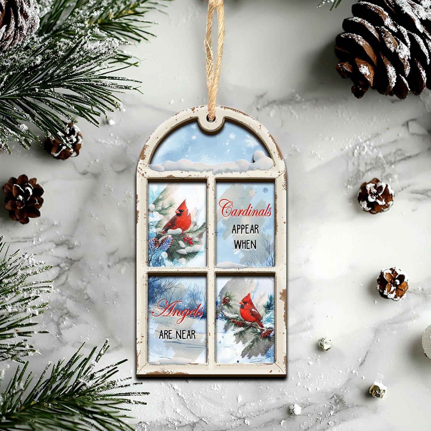 Red Cardinal Memorial Hanging Ornament 35 Inches 2 Layer