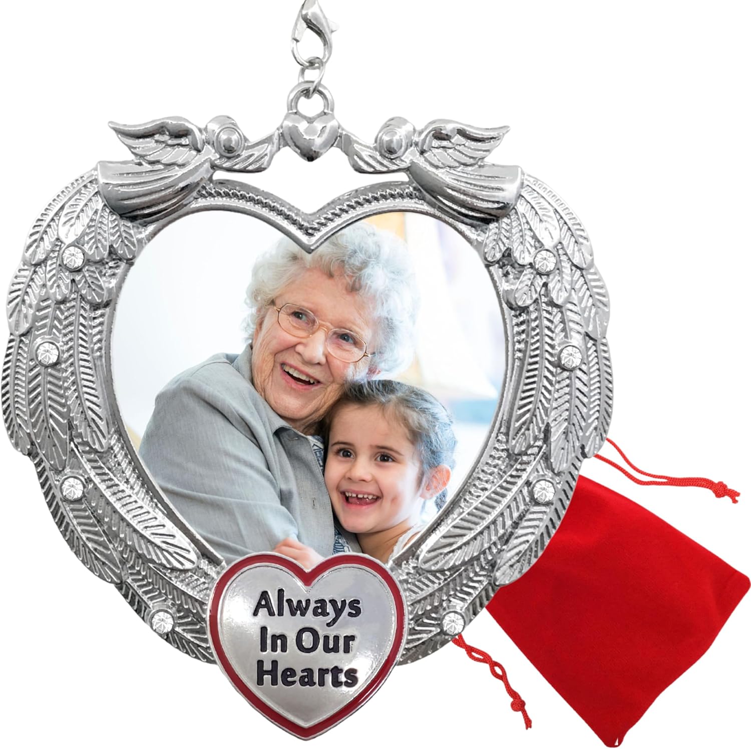 Memorial Christmas Angel Wing Photo Ornament - Always in Our Hearts
