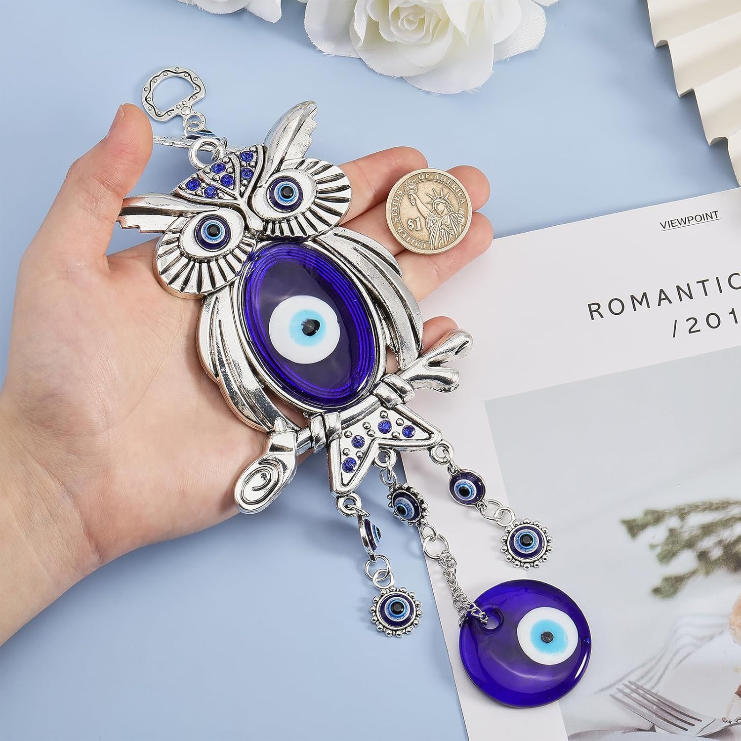 Evil Eye Owl Pendant Decor for Car Home Office