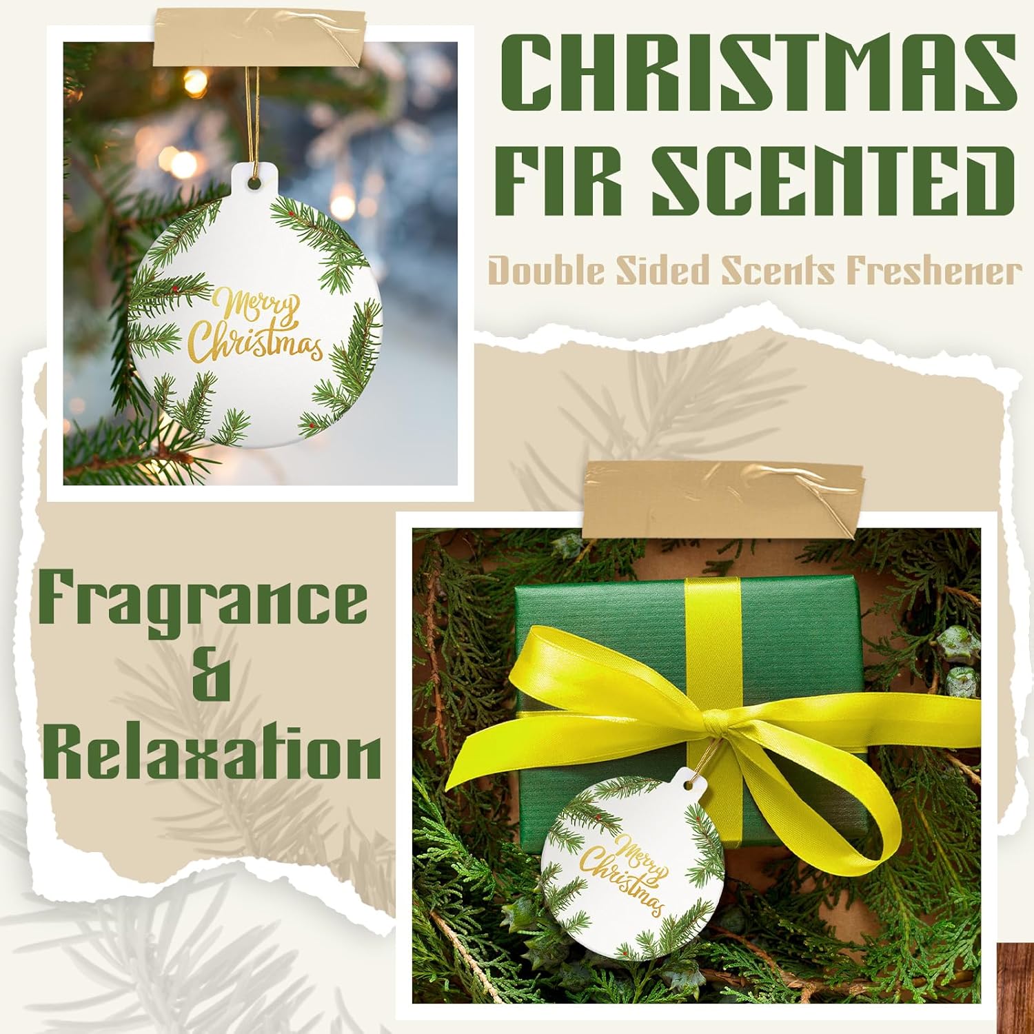 12 Pcs Cedar Fir Scented Christmas Ornaments