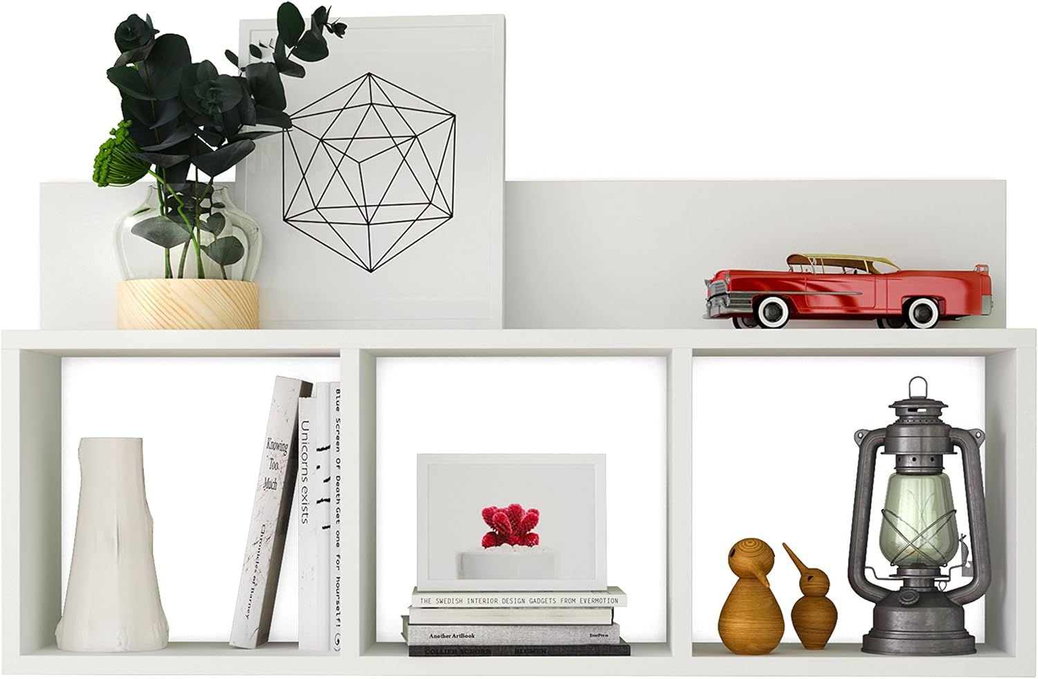 Danya B Modern 3 Cube Floating Wall Shelf - White