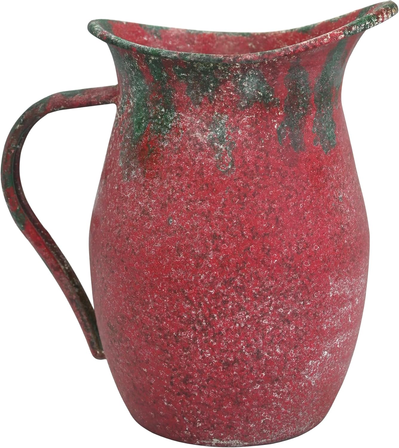 Vintage Country Metal Flower Vase with Rustic Pitcher Design