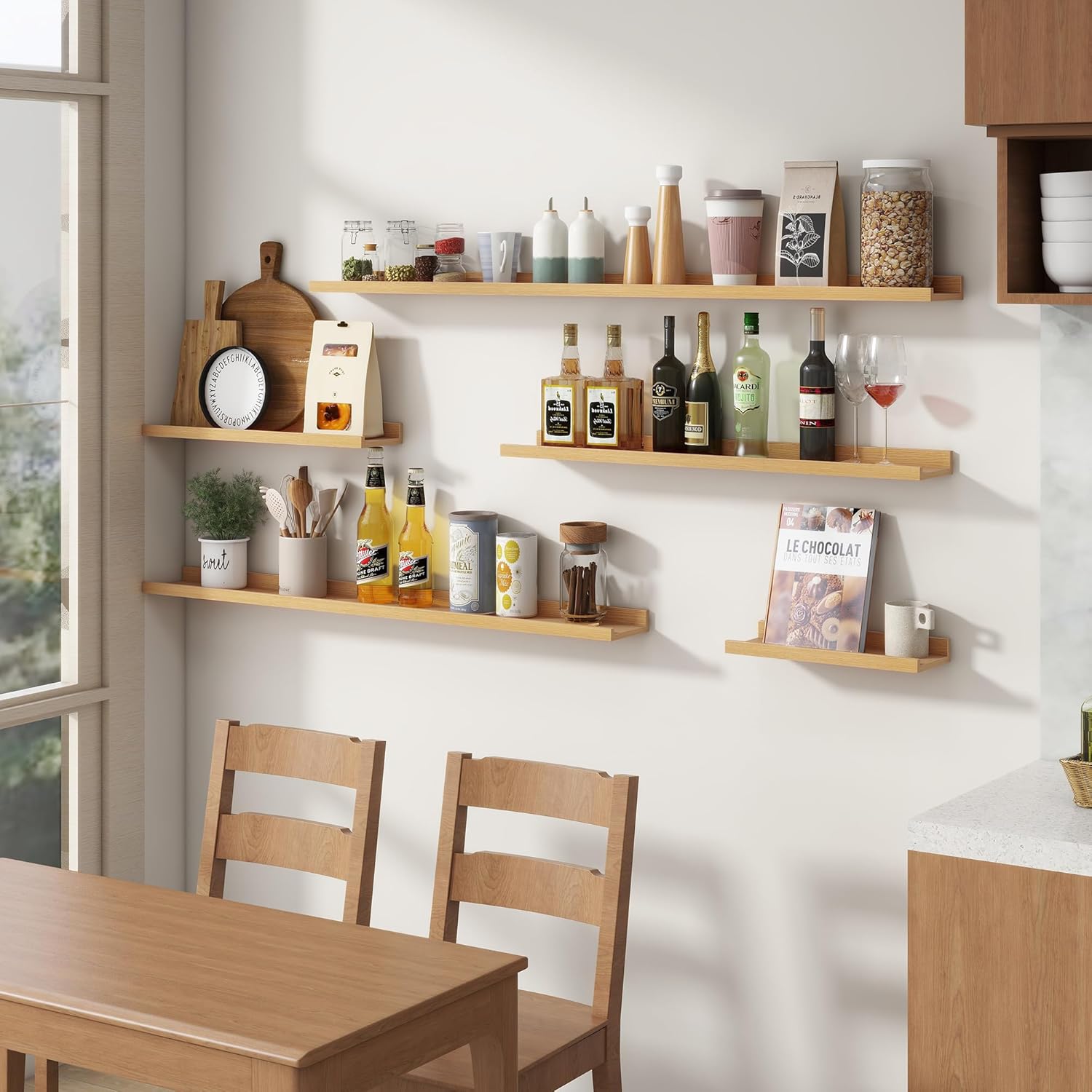 4 Piece Floating Picture Ledge Shelves for Wall Display