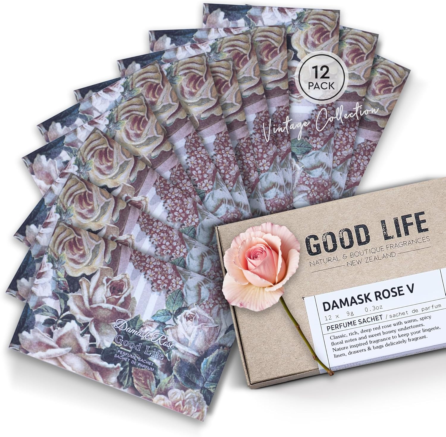 Good Life Damask Rose Scented Sachets - 12 Pack