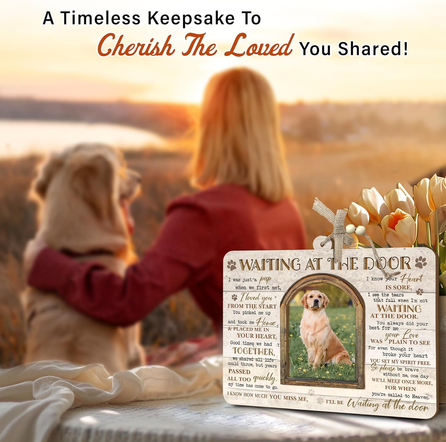 Dog Memorial Gift - Waiting at The Door Wooden Ornament