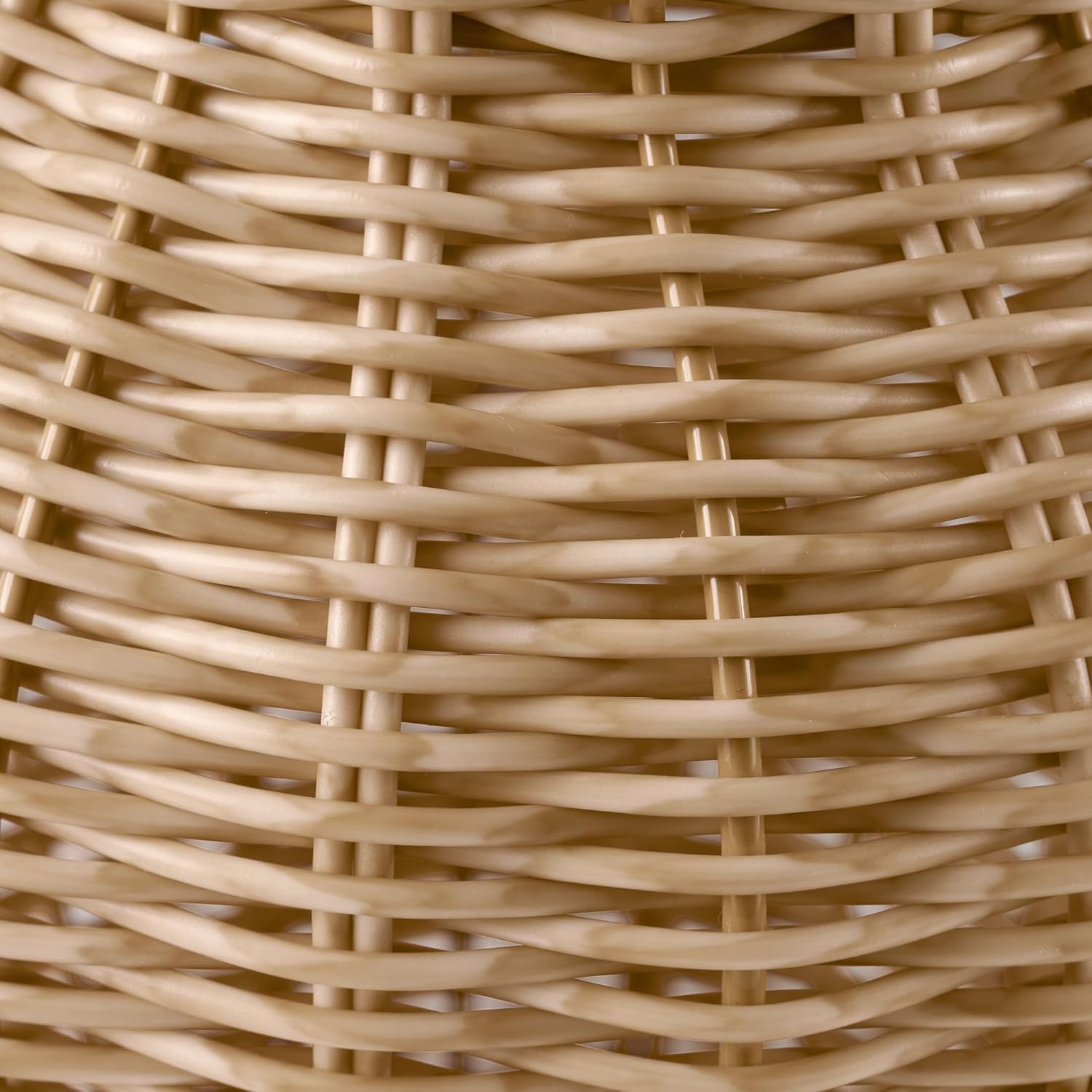 9 Inch Tall Faux Wood Rattan Wicker Vase - Soft Beige