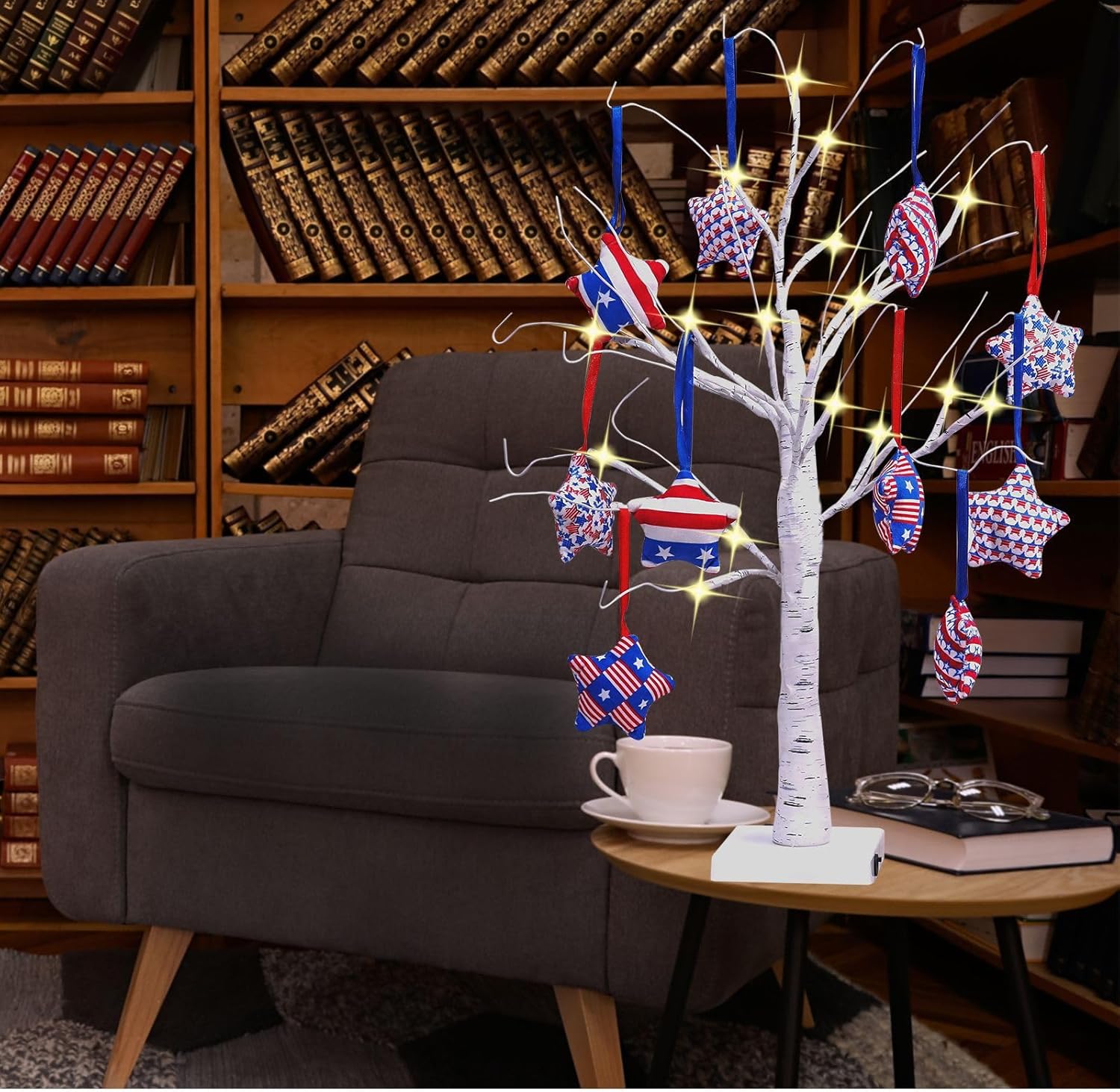 4th of July Felt Stars Hanging Ornament Set of 12
