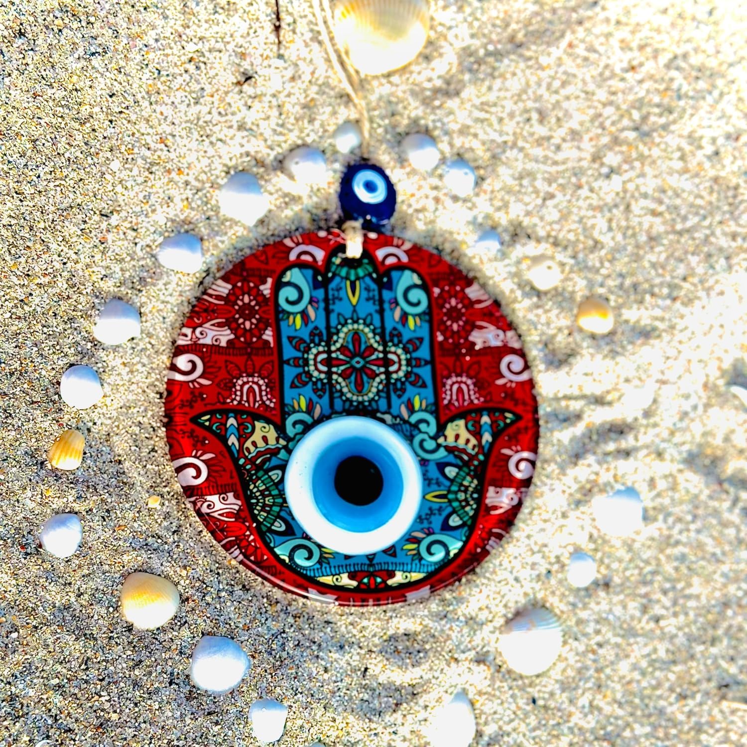 Fusion Hamsa Hand Hanging Decor with Evil Eye