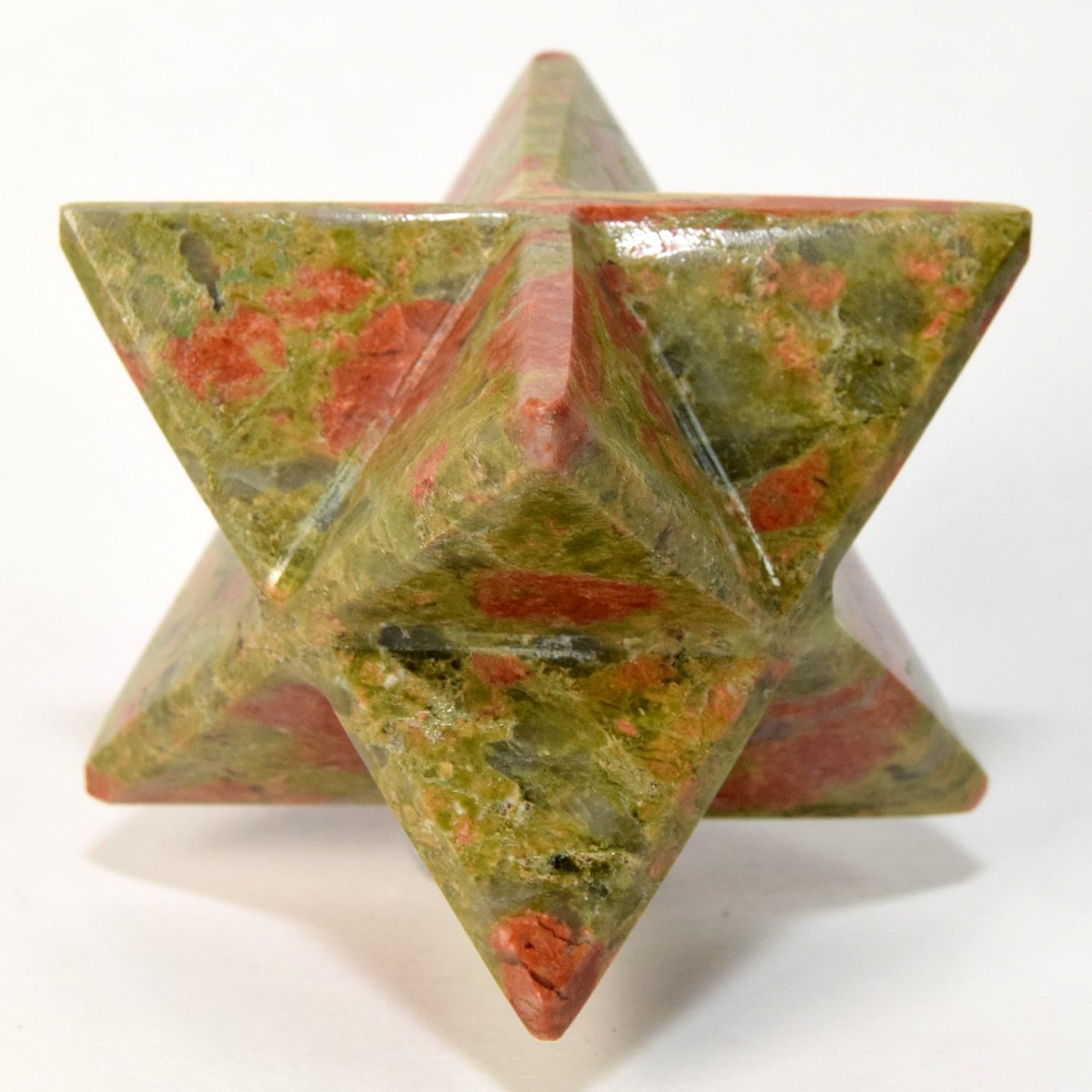 HQRP HC Set 66mm 8 Point Unakite Merkaba Star Crystal Quartz Polished Stone