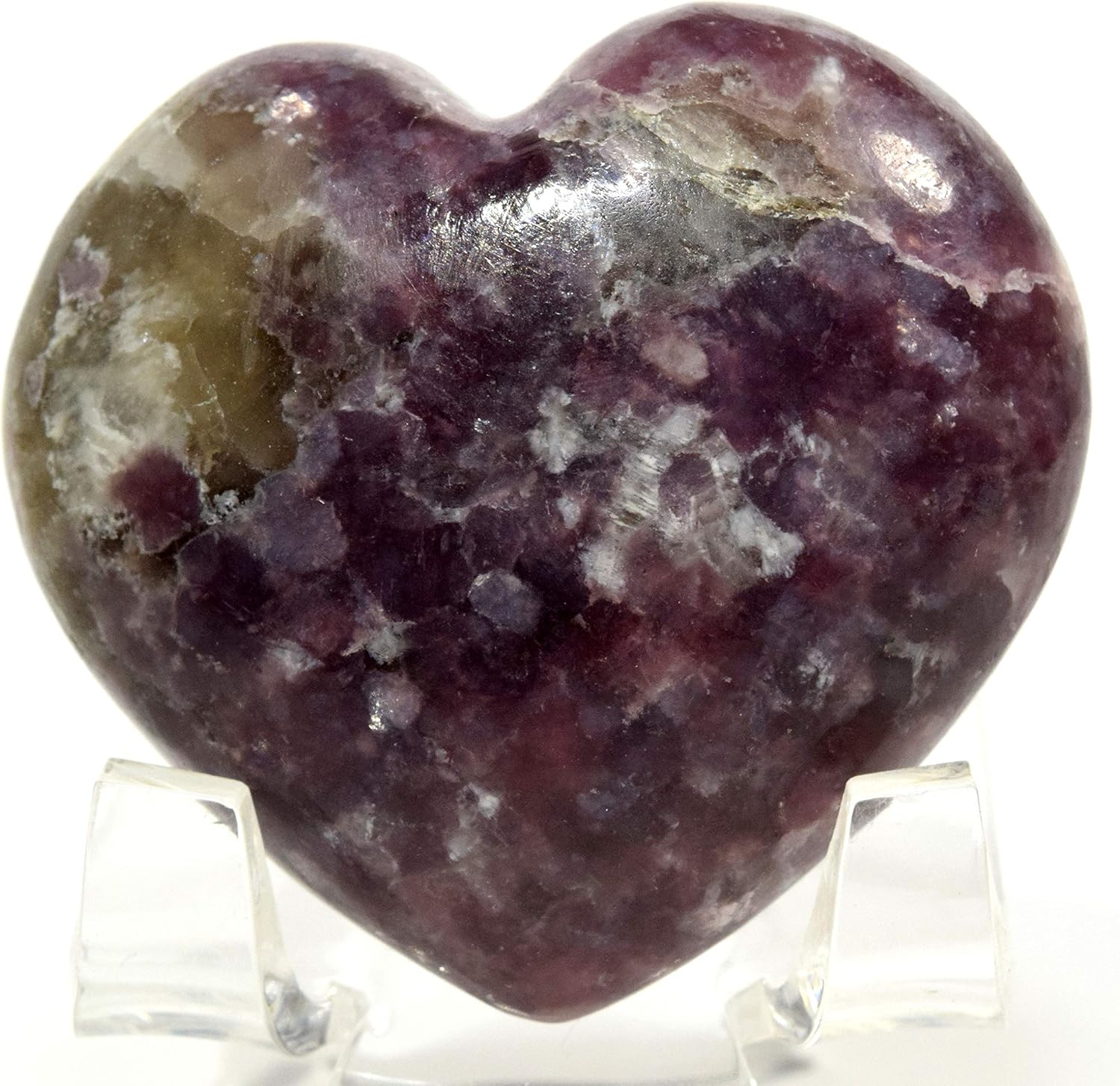 48mm Lavender Lepidolite Heart with Acrylic Stand