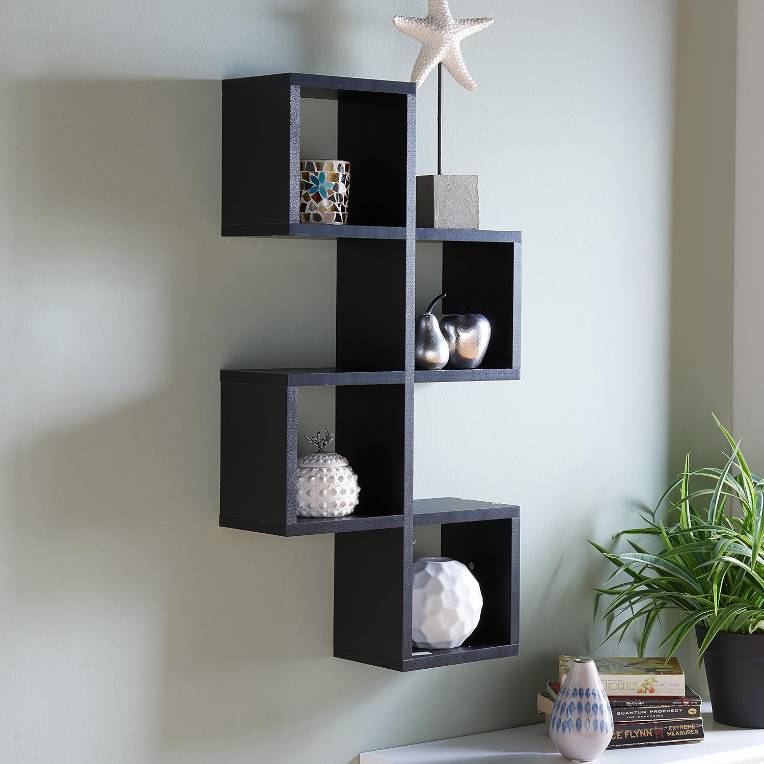 Danya B Cubby Chessboard Wall Shelf - Horizontal or Vertical Black
