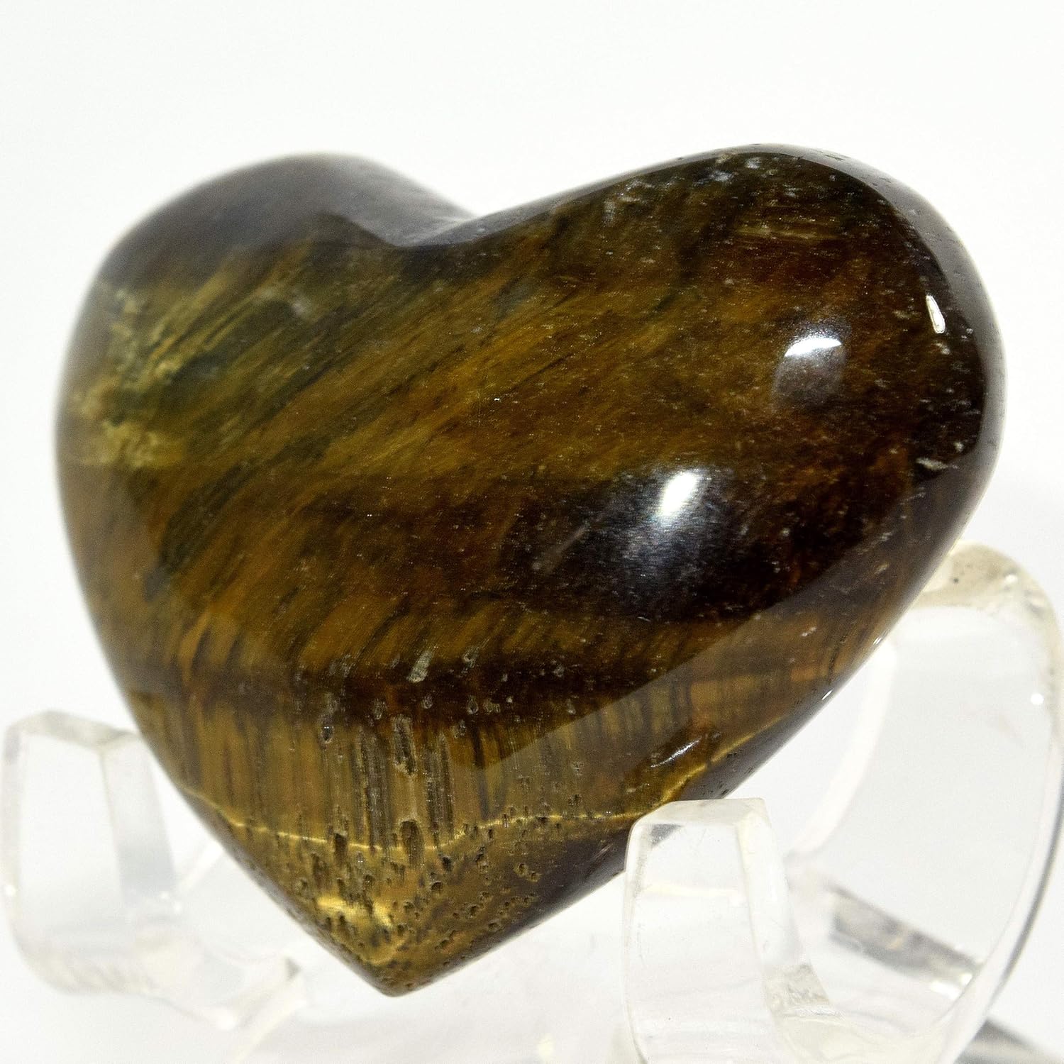 48mm Golden Yellow Tiger Eye Heart with Stand