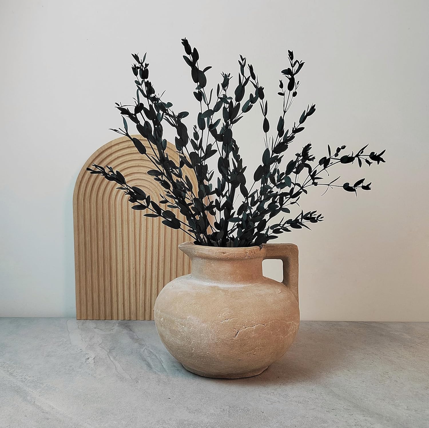 Rustic Weathered Ceramic Vase with Handle