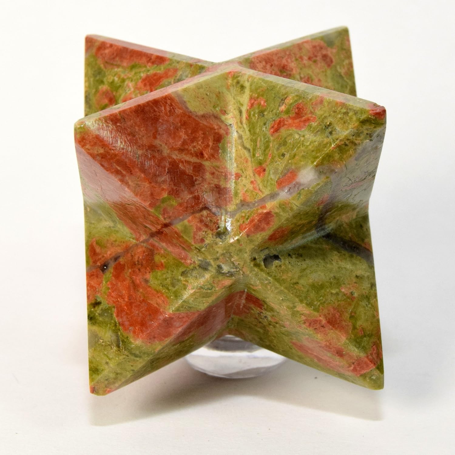 HQRP HC Set 66mm 8 Point Unakite Merkaba Star Crystal Quartz Polished Stone