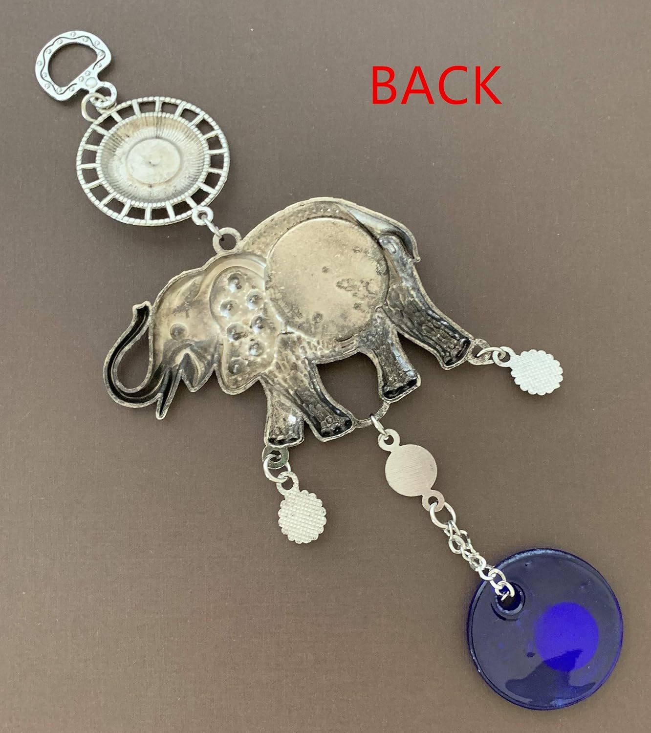 Retro Turkish Blue Evil Eye and Lucky Elephant Wall Hanging Ornament