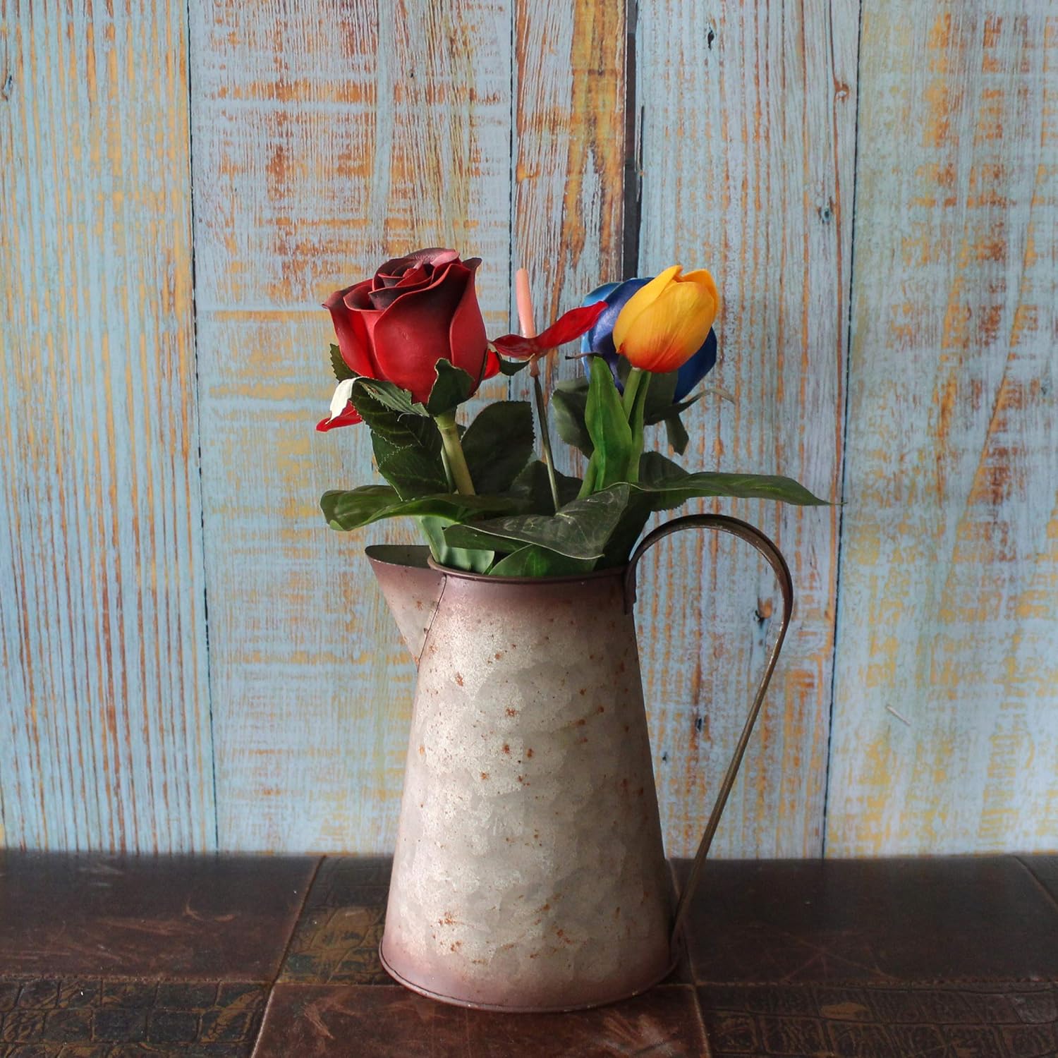 7 Inch Galvanized Metal Milk Pitcher Vase