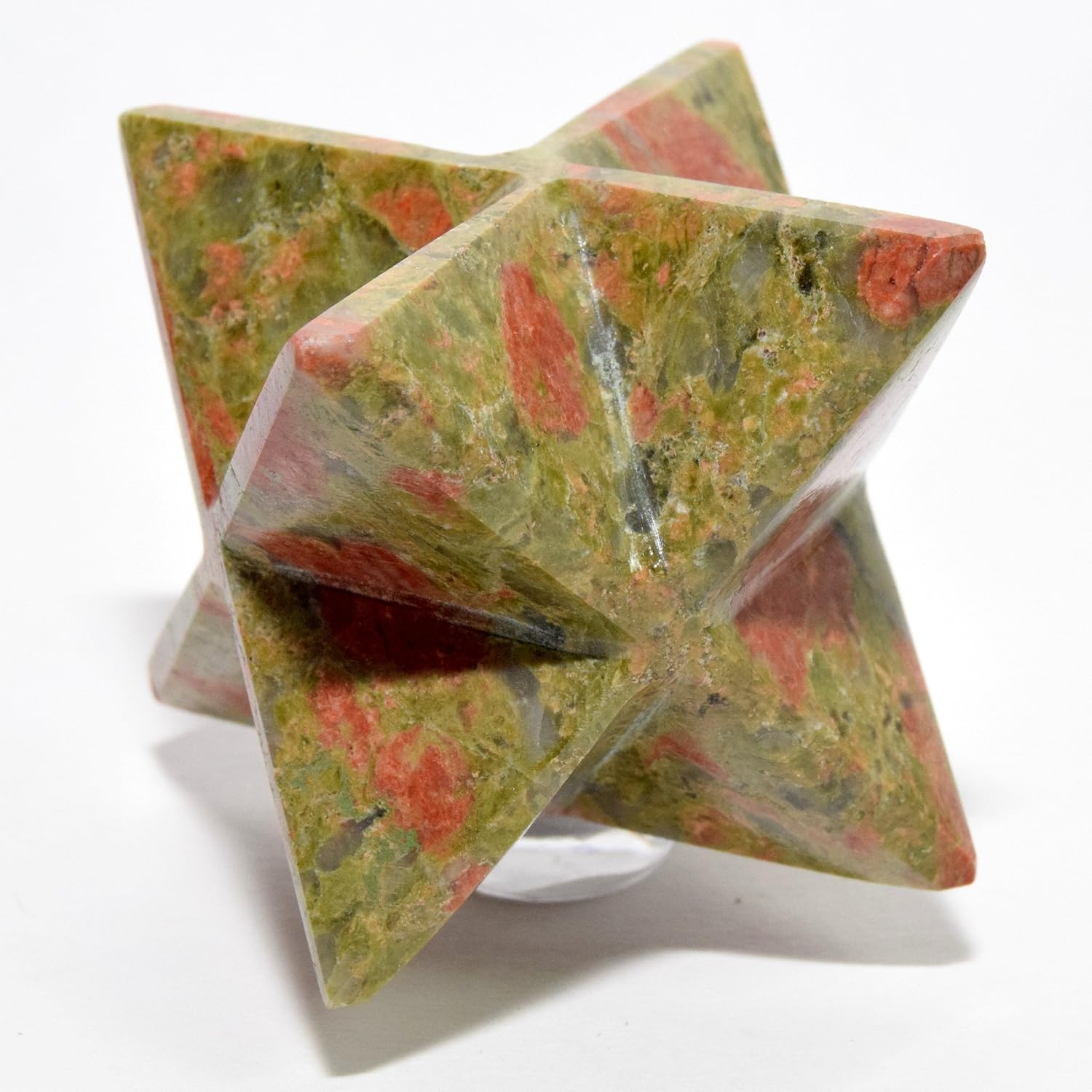 HQRP HC Set 66mm 8 Point Unakite Merkaba Star Crystal Quartz Polished Stone