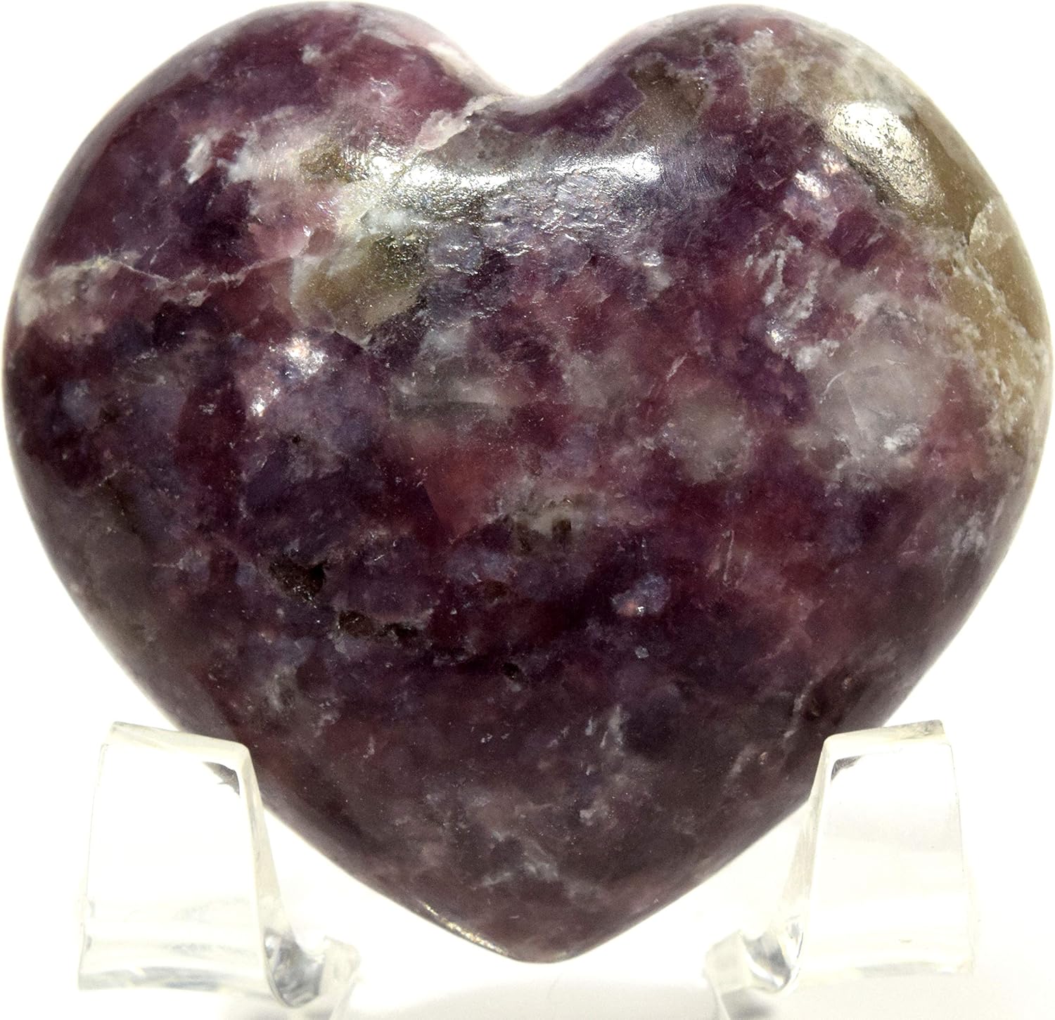48mm Lavender Lepidolite Heart with Acrylic Stand