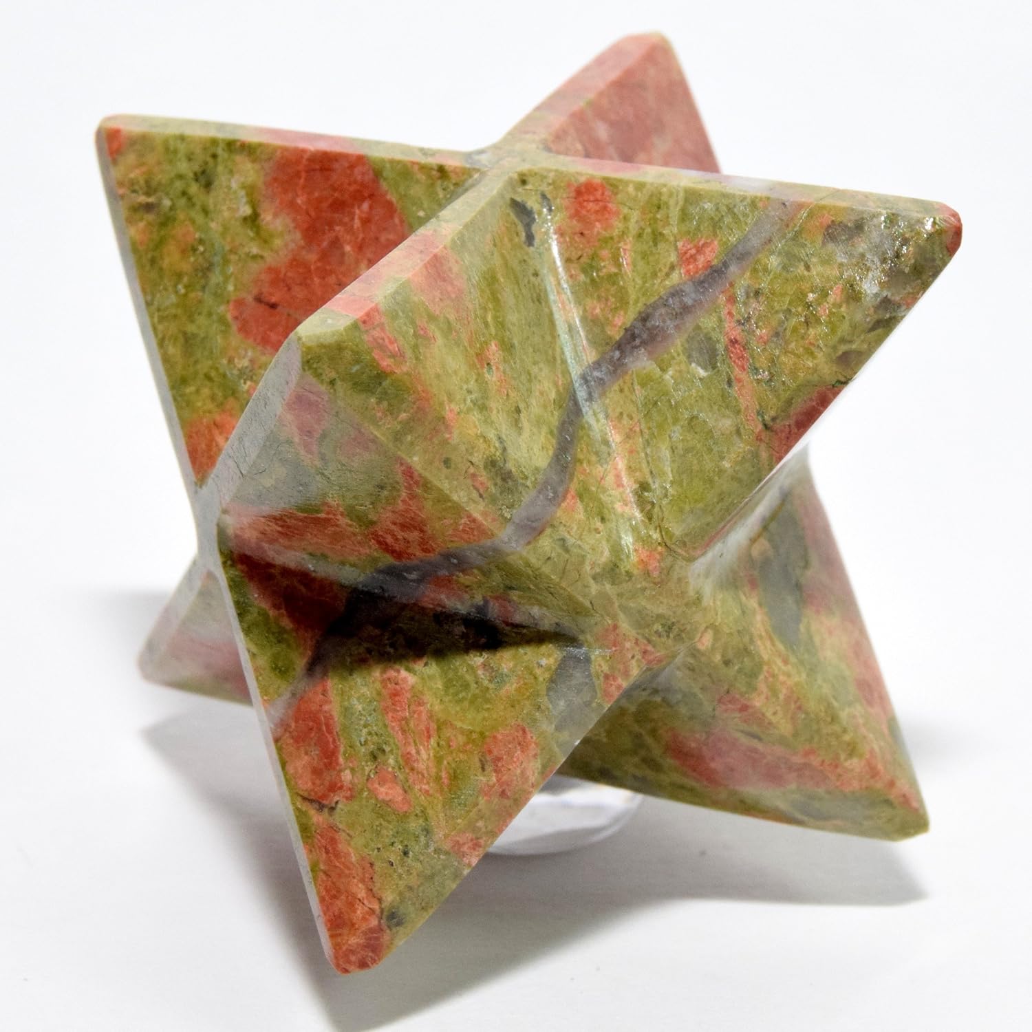 HQRP HC Set 66mm 8 Point Unakite Merkaba Star Crystal Quartz Polished Stone