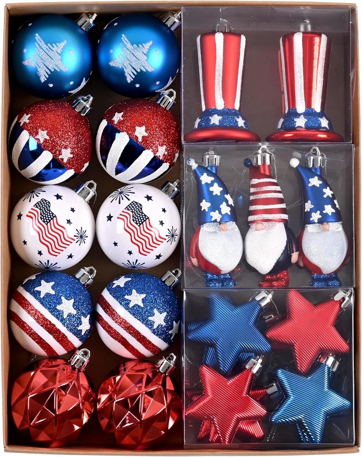 DecorbyHannah 4th of July Tree Decorations 40ct Assorted