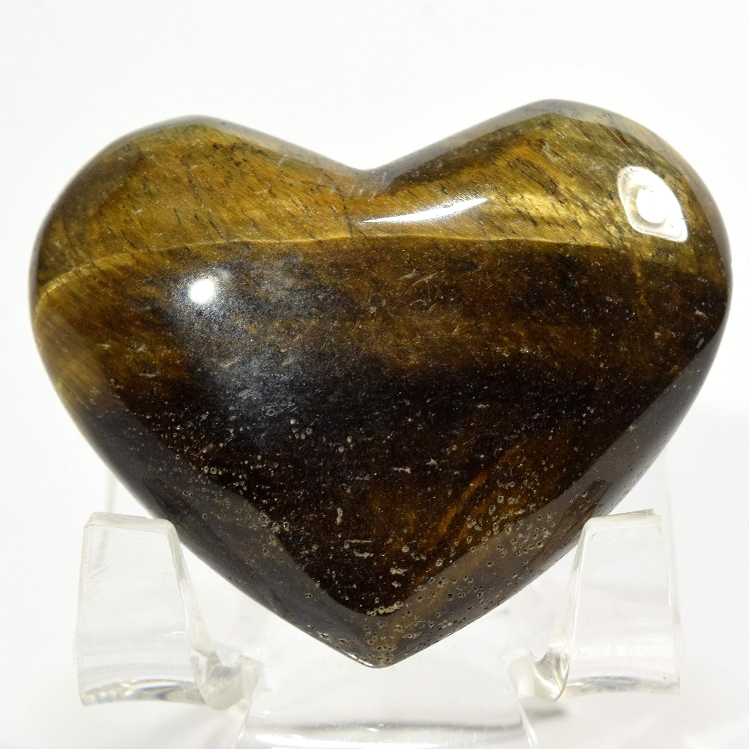 48mm Golden Yellow Tiger Eye Heart with Stand