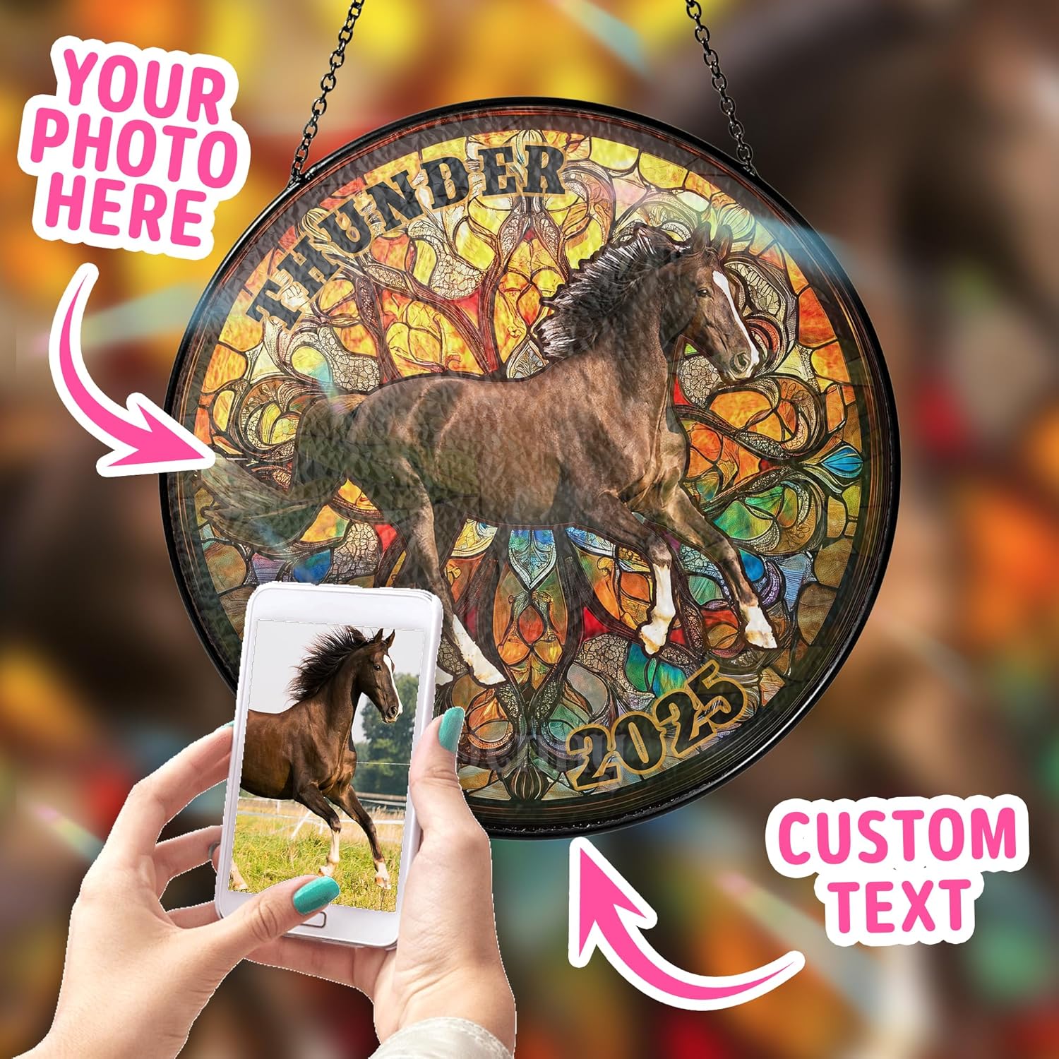 Personalized Pet Portrait Sun Catcher Window Decor