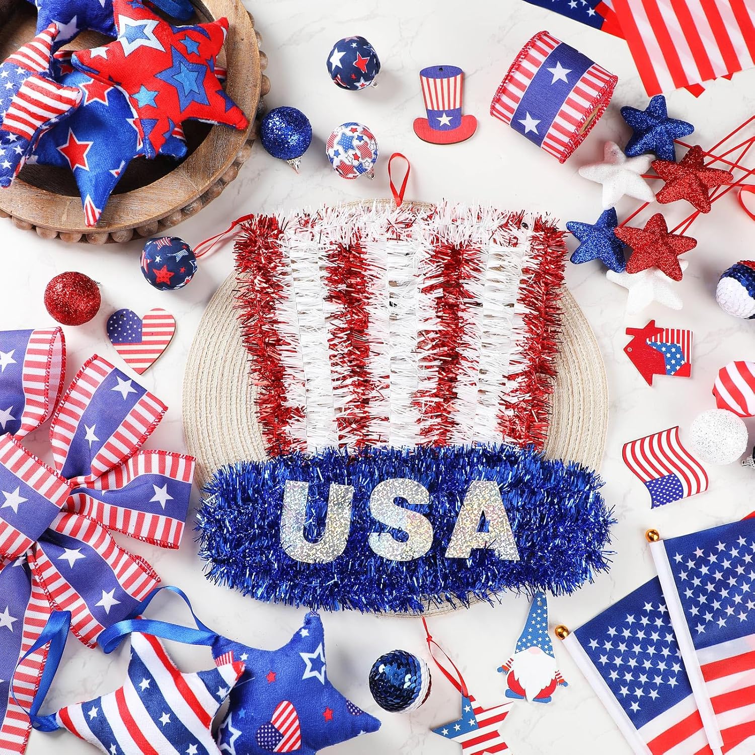 43 Pcs USA Hat Style Tree Decorations