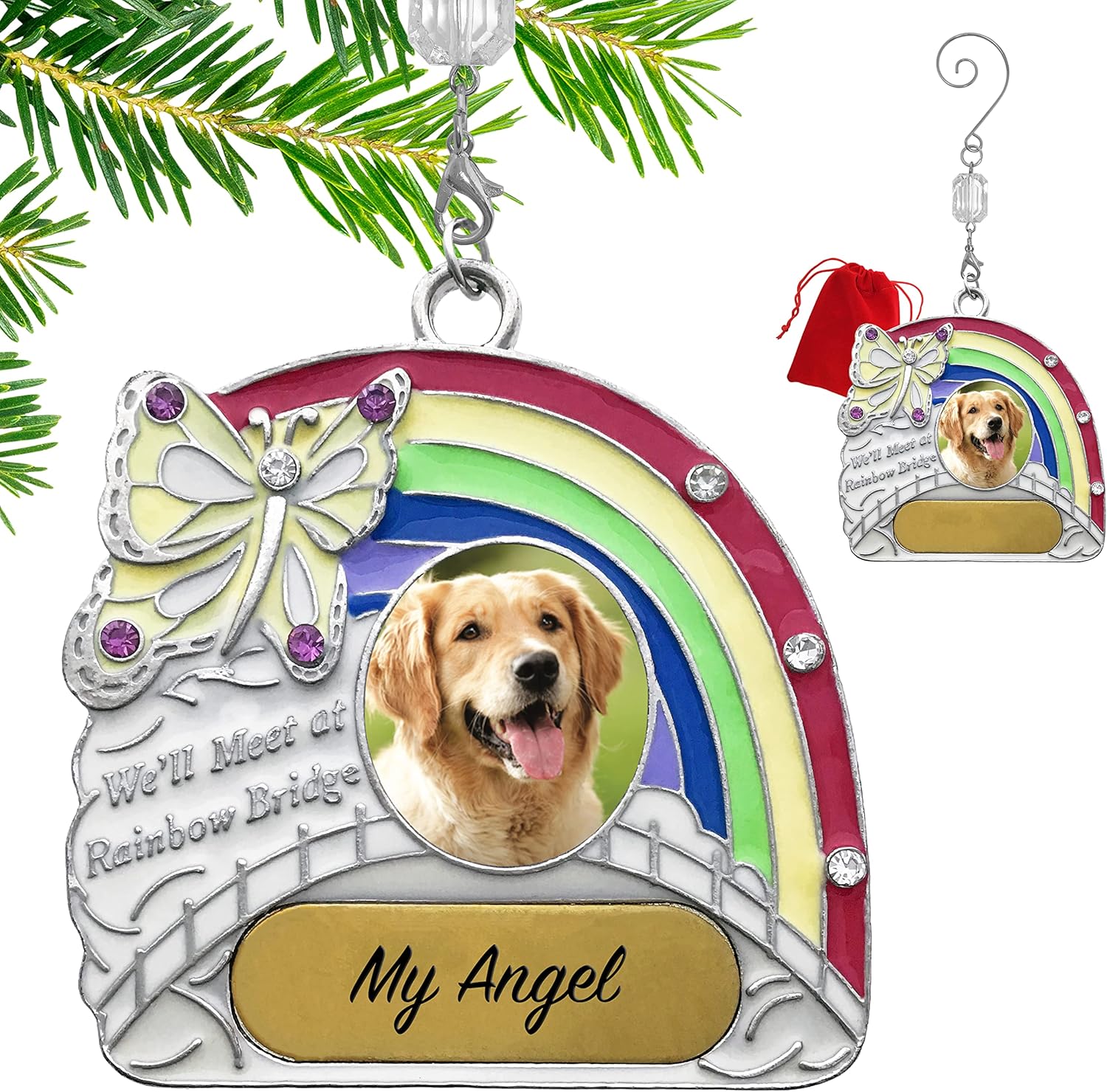 Pet Memorial Rainbow Bridge Ornament with Engraving