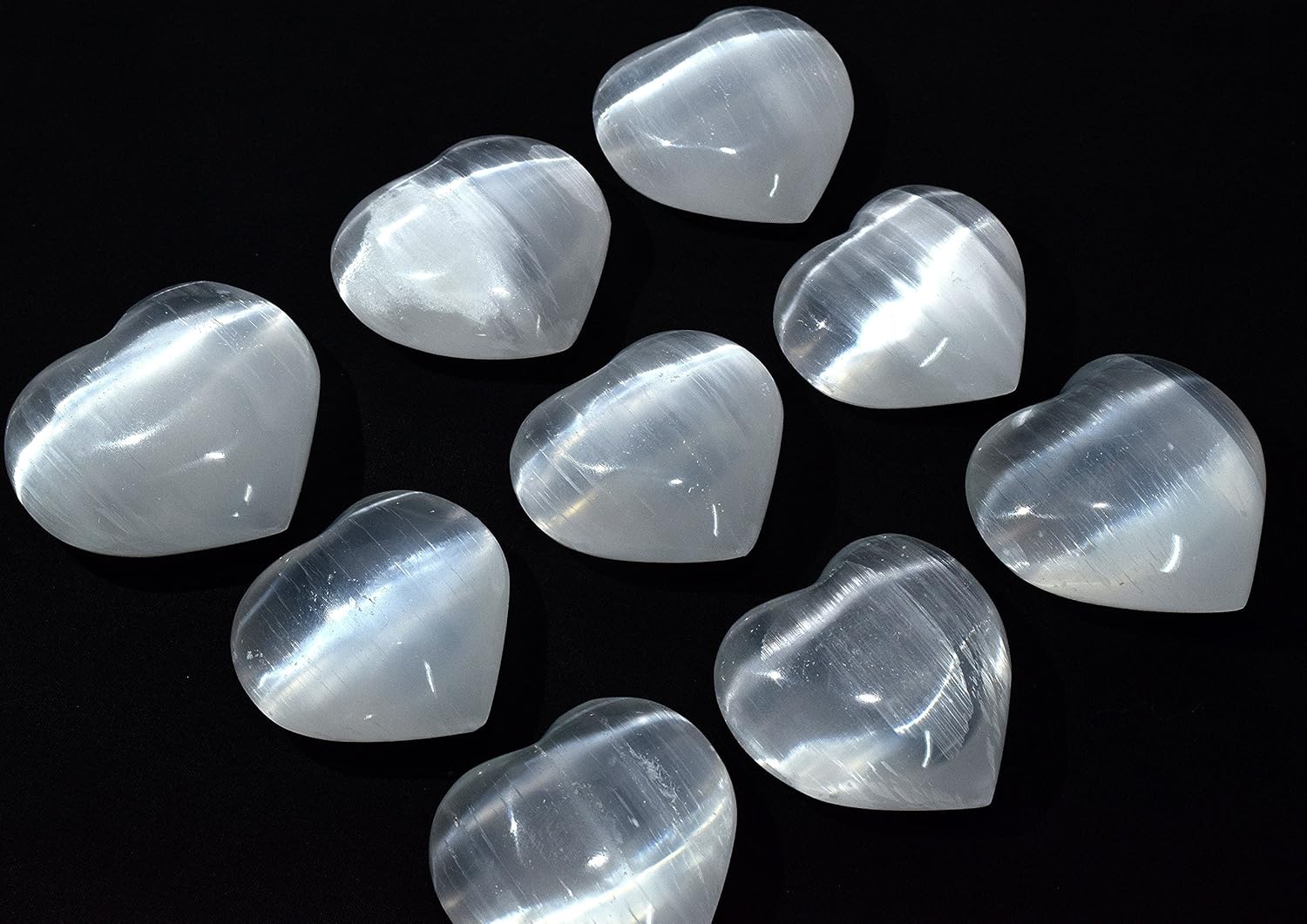 25 Inch White Selenite Puffy Hearts 2PCS