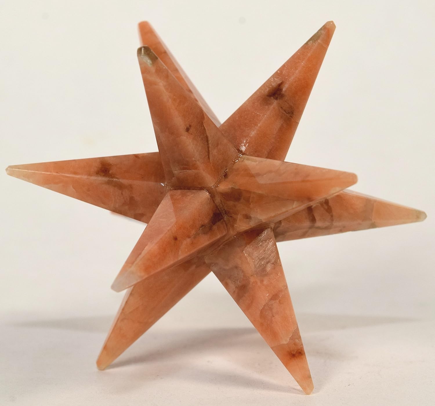 HQRP 72mm 12 Point Peach Moonstone Merkaba Star - India Clear Quartz Cabochon