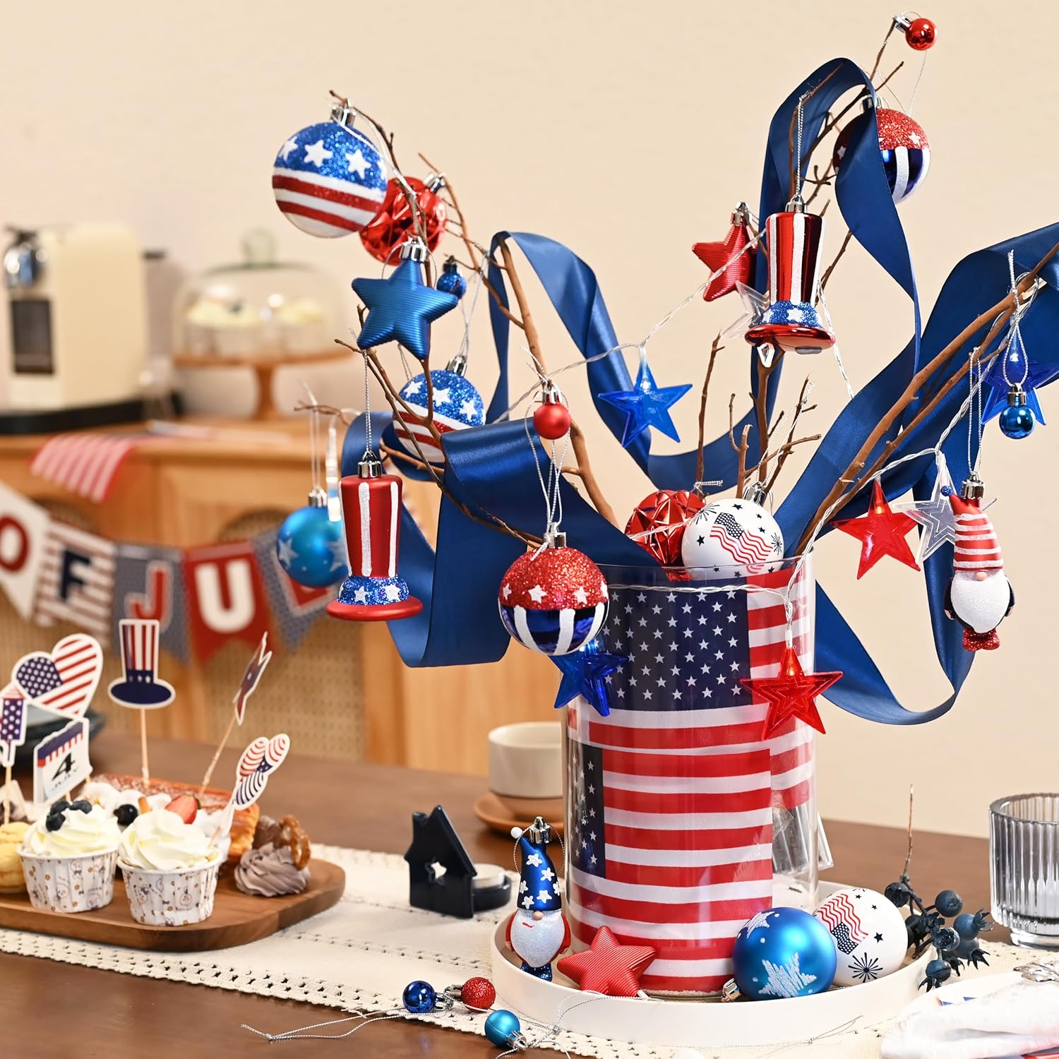 DecorbyHannah 4th of July Tree Decorations 40ct Assorted