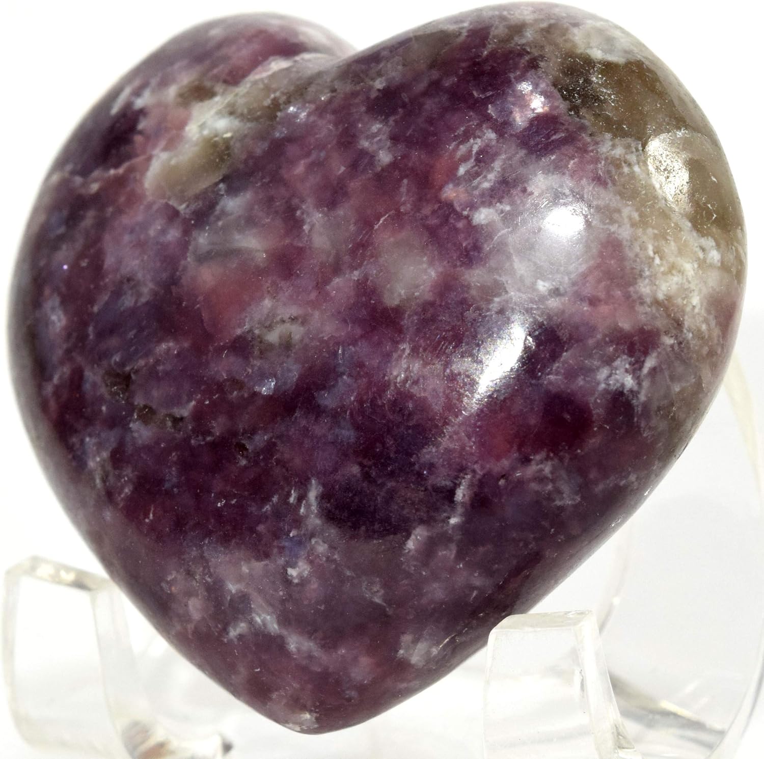 48mm Lavender Lepidolite Heart with Acrylic Stand