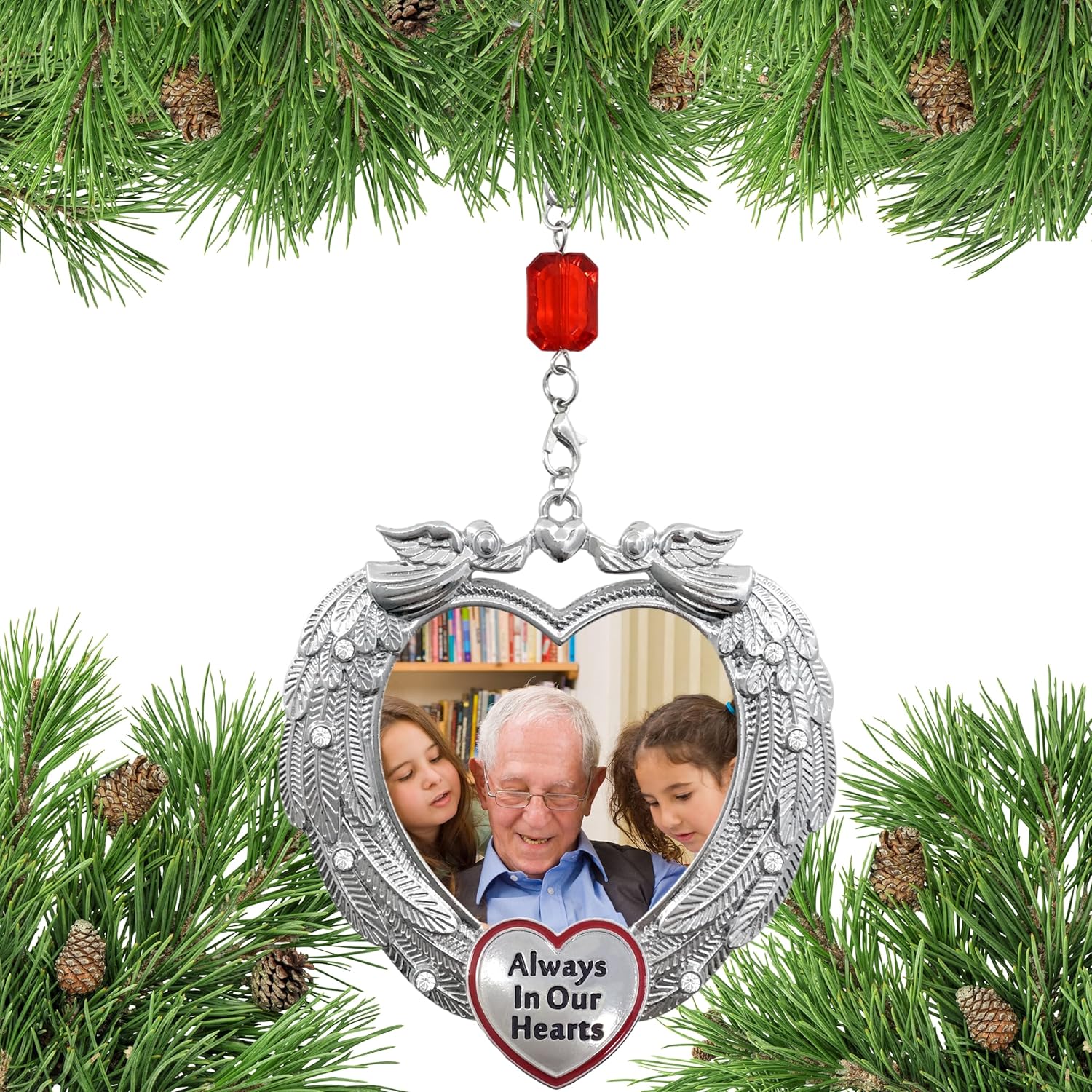 Memorial Christmas Angel Wing Photo Ornament - Always in Our Hearts