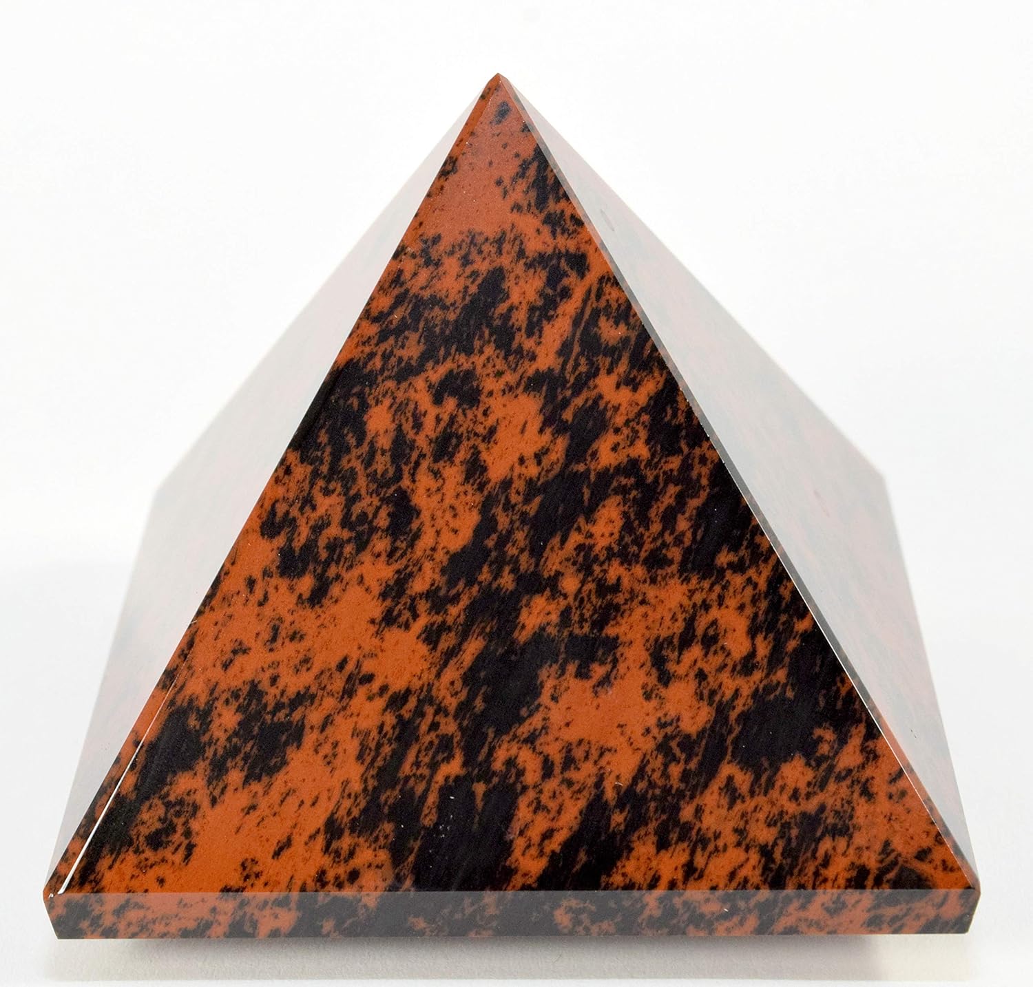 Mahogany Obsidian Pyramid Decor Stone with Clear Quartz Cabochon