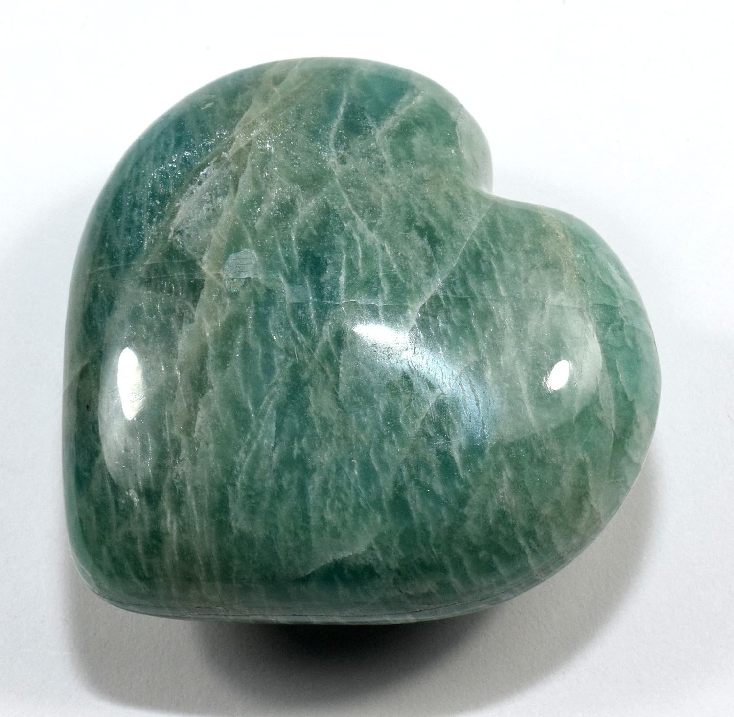 62mm Green Amazonite Puffy Heart Crystal Love Stone with Stand
