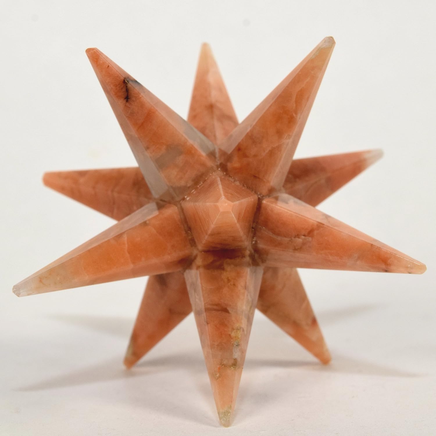 HQRP 72mm 12 Point Peach Moonstone Merkaba Star - India Clear Quartz Cabochon