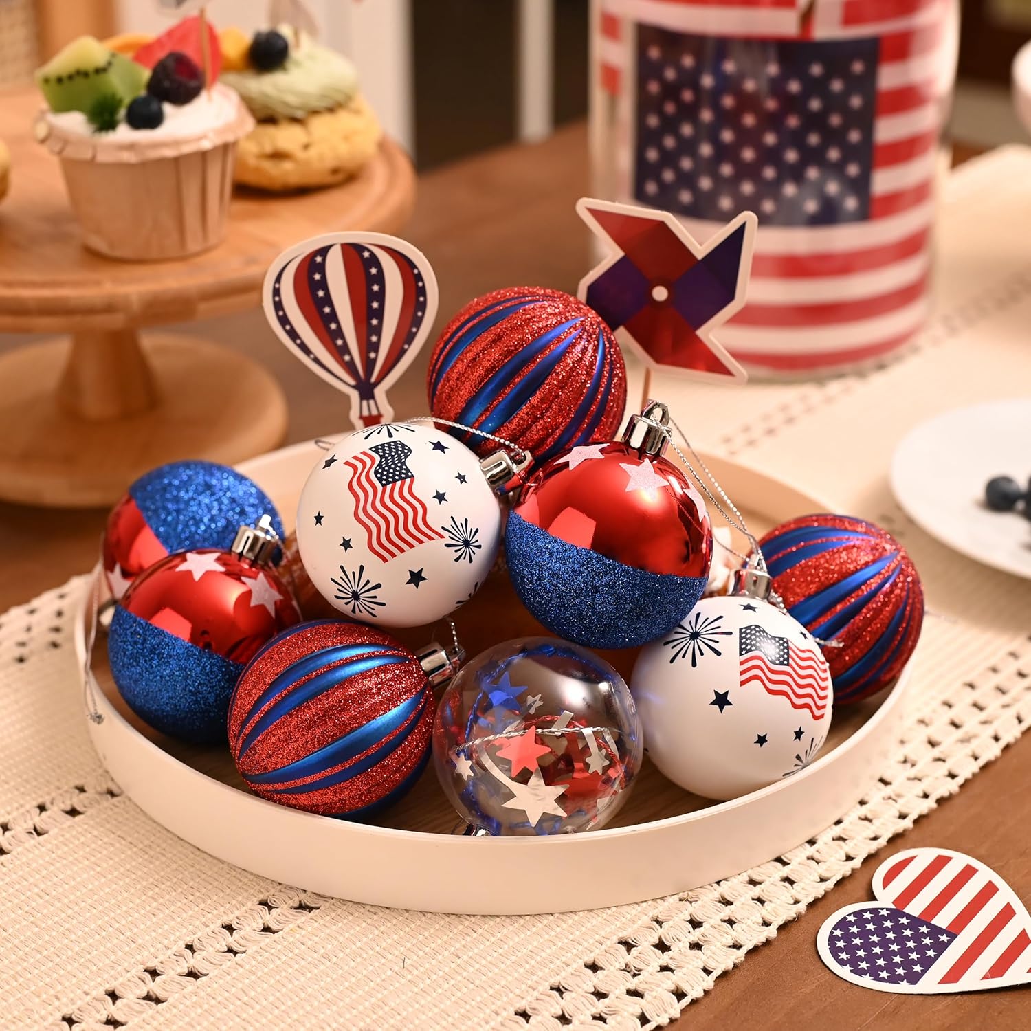 DecorbyHannah 4th of July Tree Decorations Red White Blue