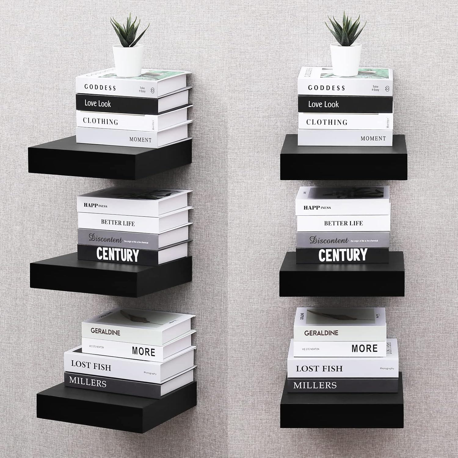 WELLAND 9 14 Inch Black Floating Shelves for Wall