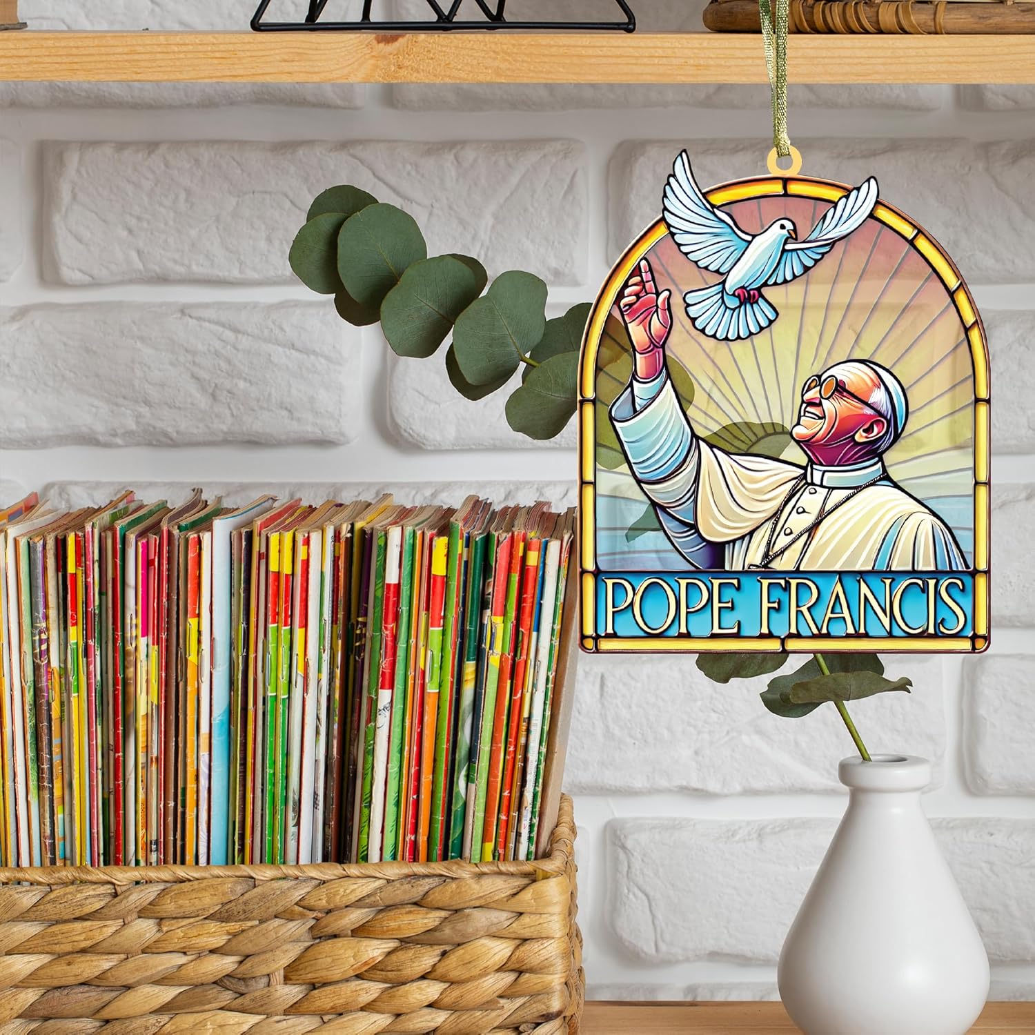 Pope Francis Memorial Suncatcher 5-Inch Acrylic Decoration