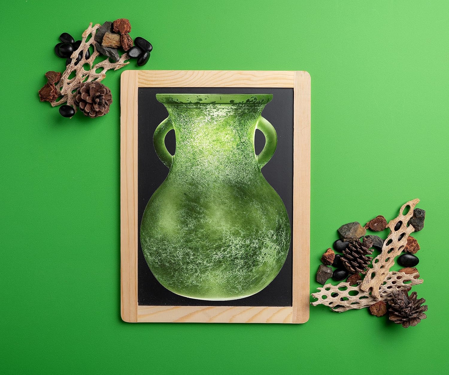 79in Green Glass Vintage Vase with Double Ears