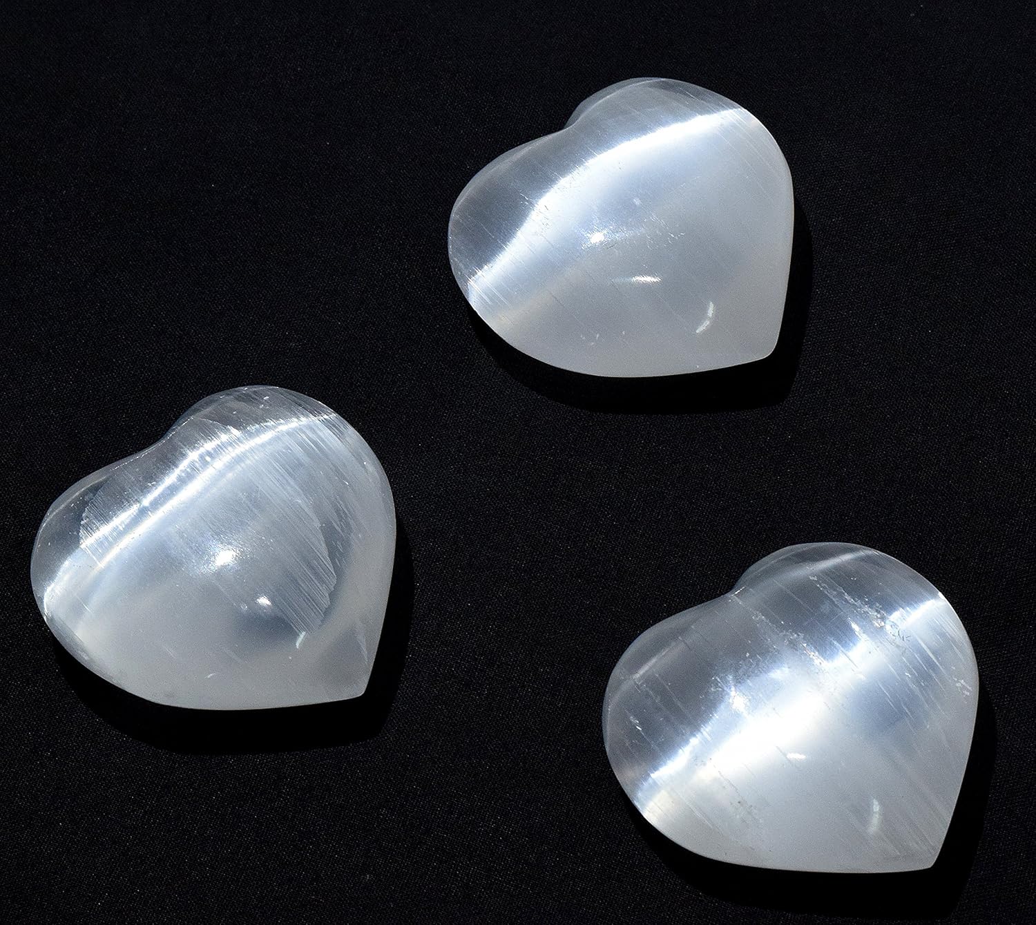 25 Inch White Selenite Puffy Hearts 2PCS