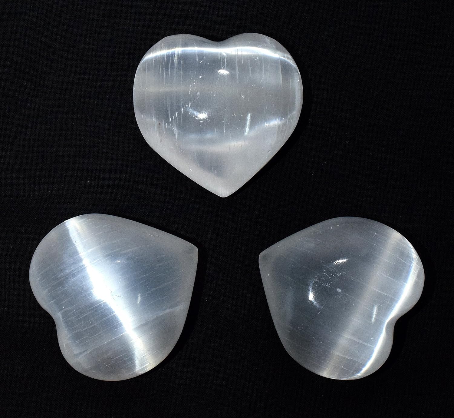 25 Inch White Selenite Puffy Hearts 2PCS