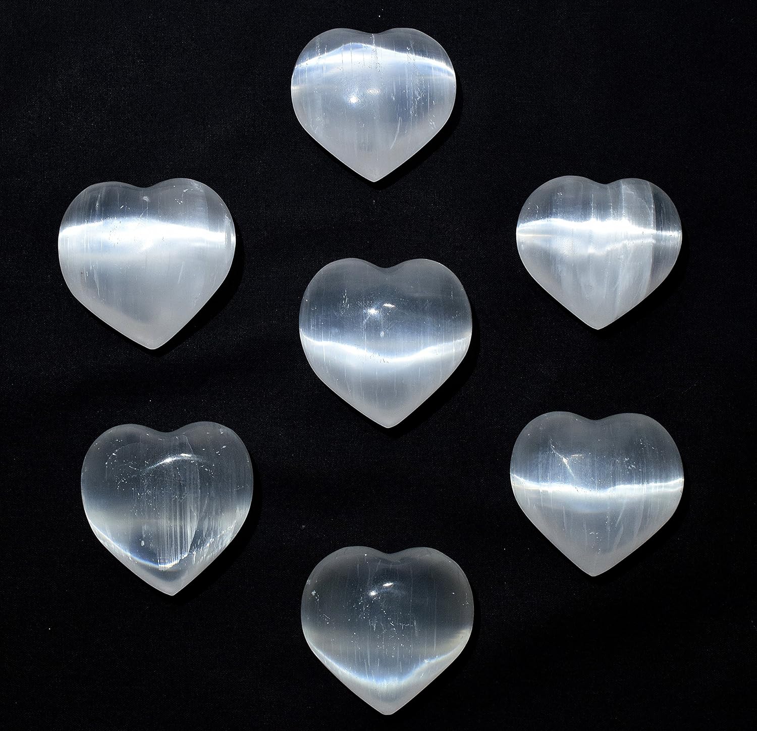 25 Inch White Selenite Puffy Hearts 2PCS
