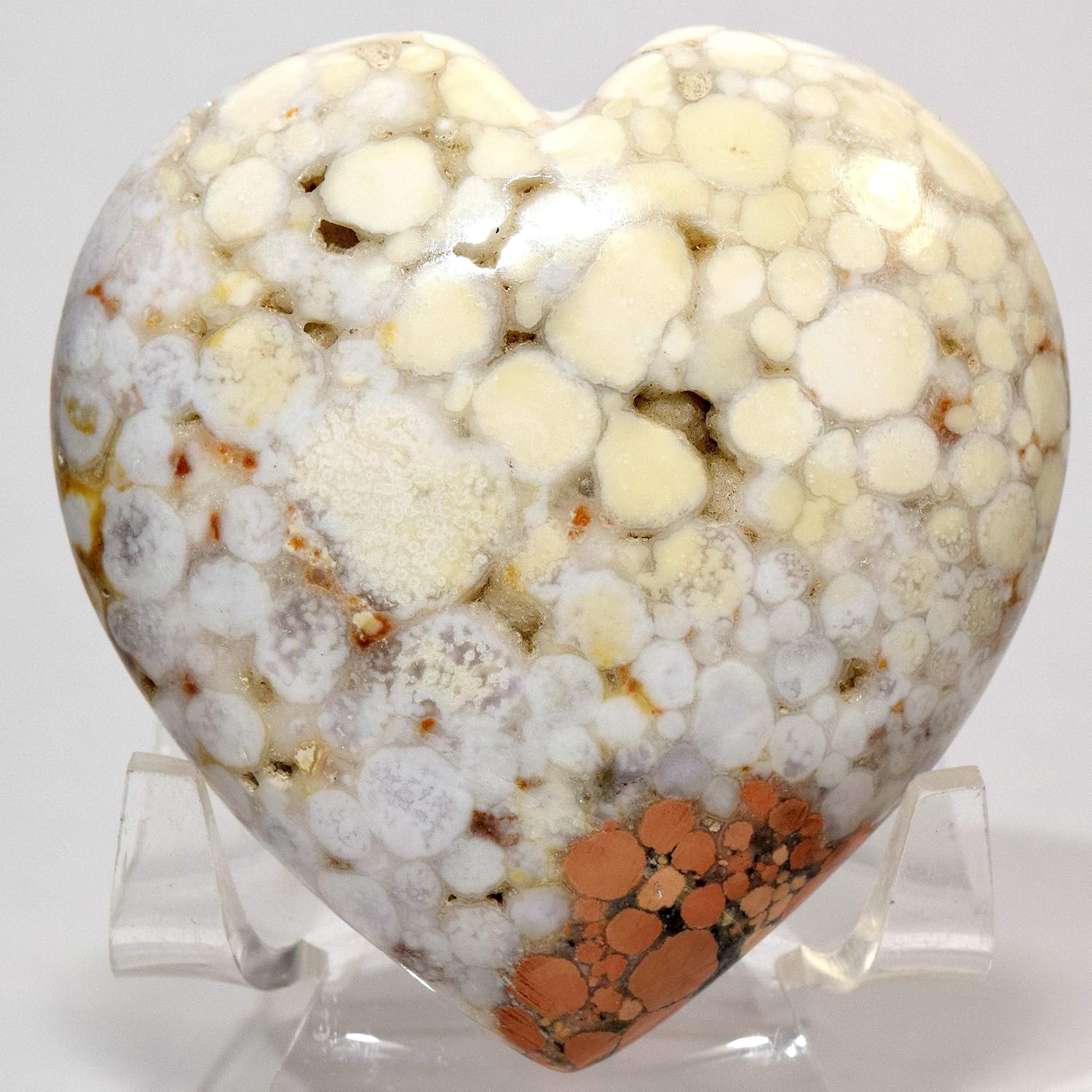 25 Inch King Cobra Jasper Puffy Heart with Acrylic Stand