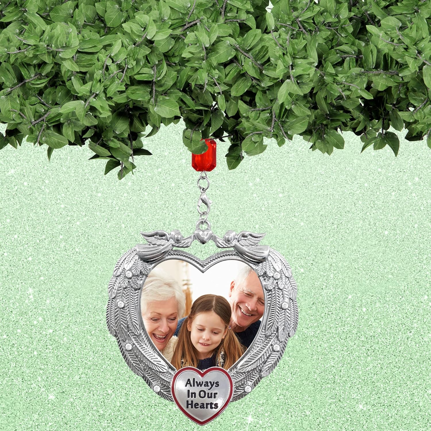 Memorial Christmas Angel Wing Photo Ornament - Always in Our Hearts